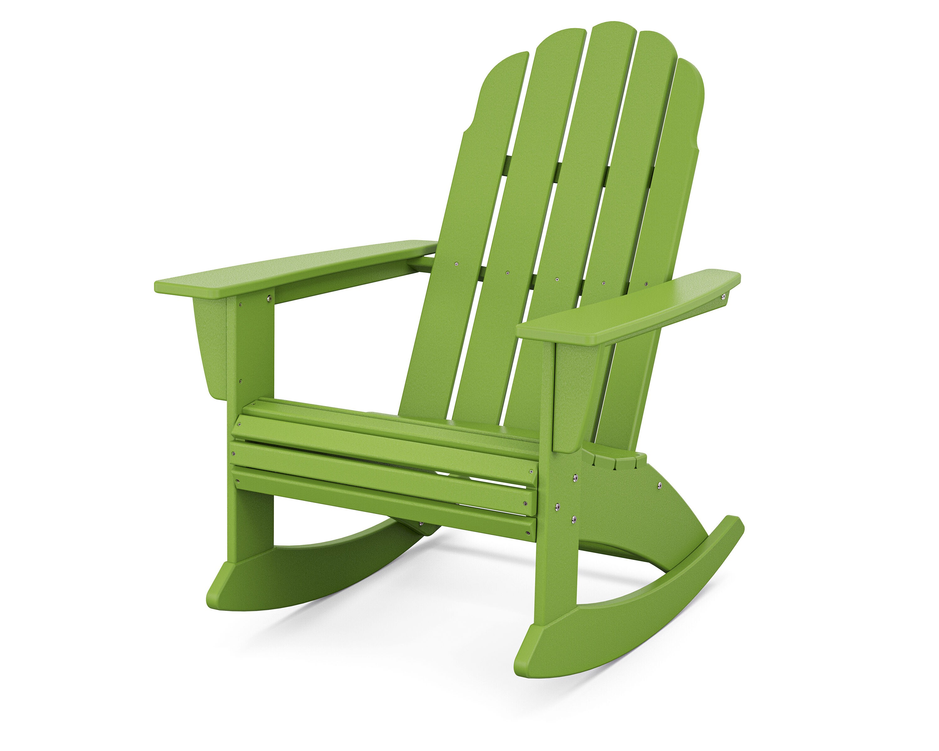 POLYWOOD ADR600LI Vineyard Lime Plastic Frame Rocking Chair with Slat Seat