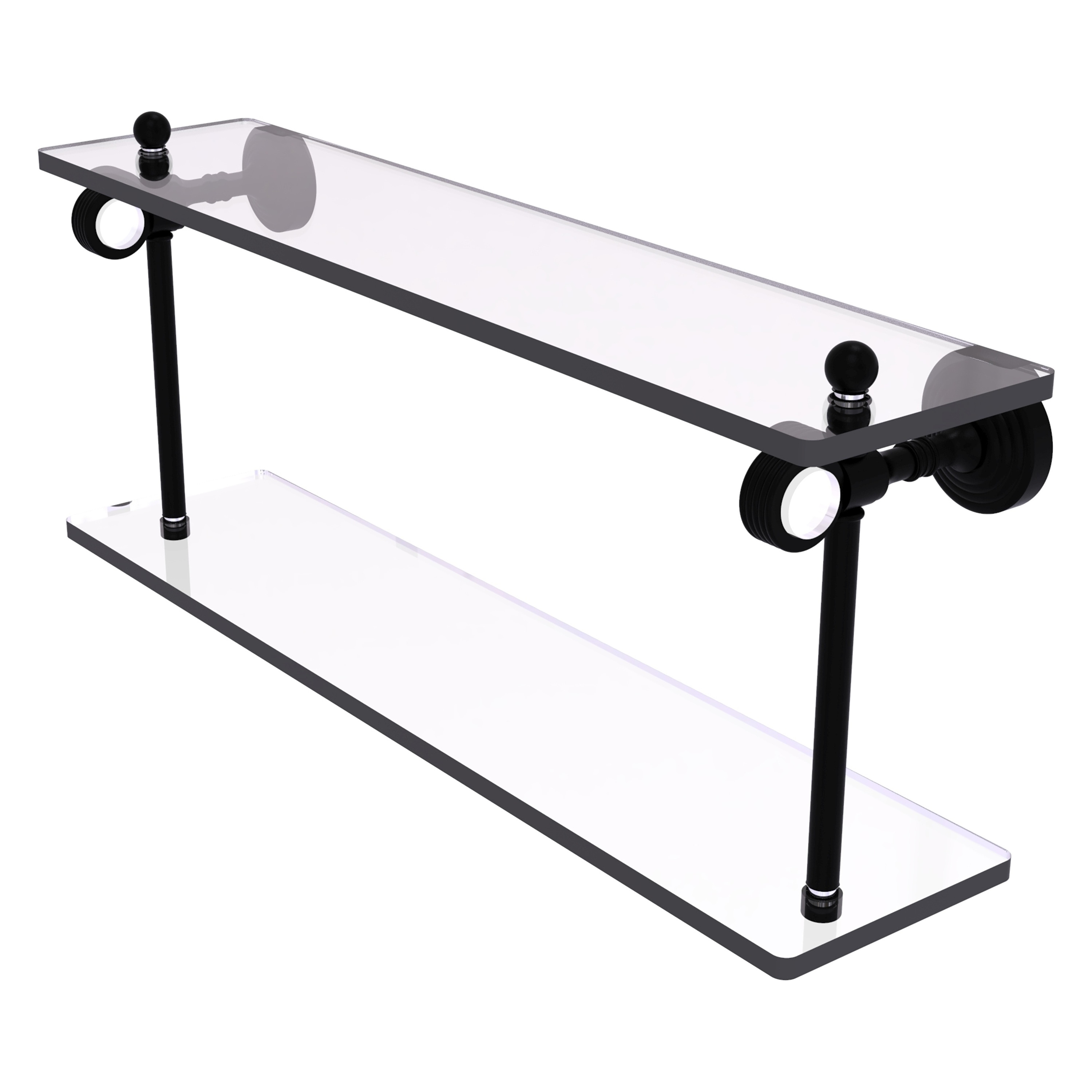 Allied Brass PG-2G-22-BKM Pacific Grove Matte Black 2 -Tier Wall mount Bathroom Shelf ( 22-in x 9.3-in x 5-in )