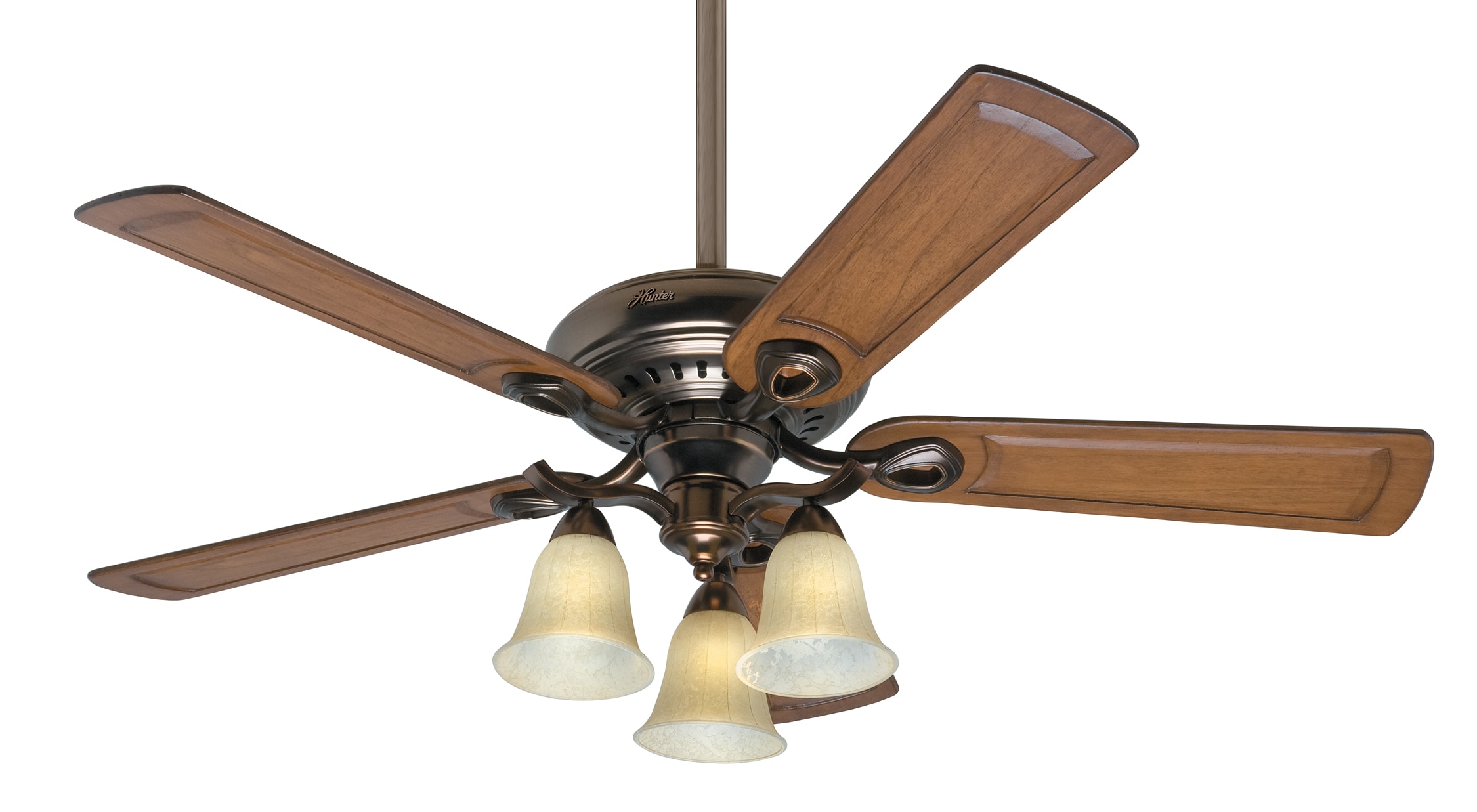 Prestige by Hunter 28792 Whitten 52-in Bronze Patina Indoor Downrod or Flush Mount Ceiling Fan with Light (5-Blade)