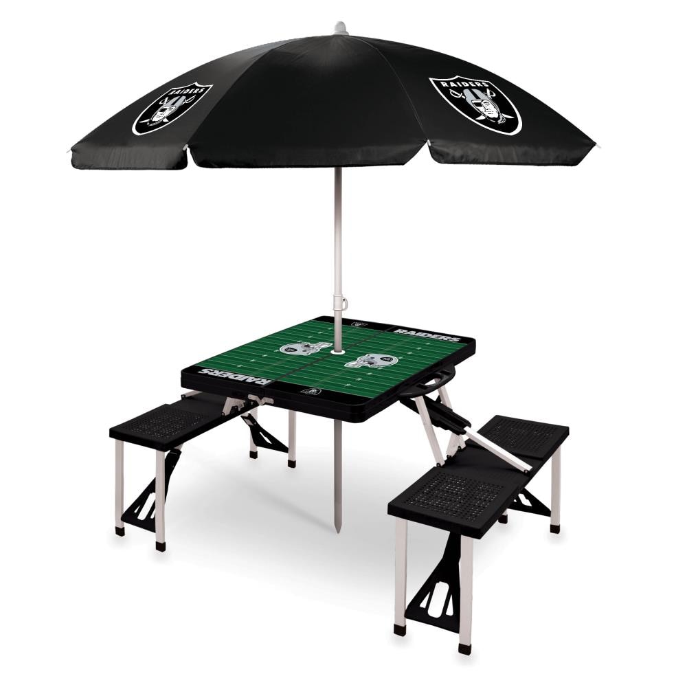 Picnic Time 811-02-175-235-2 Oakland Raiders 54-in Black Plastic Rectangle Folding Picnic Table