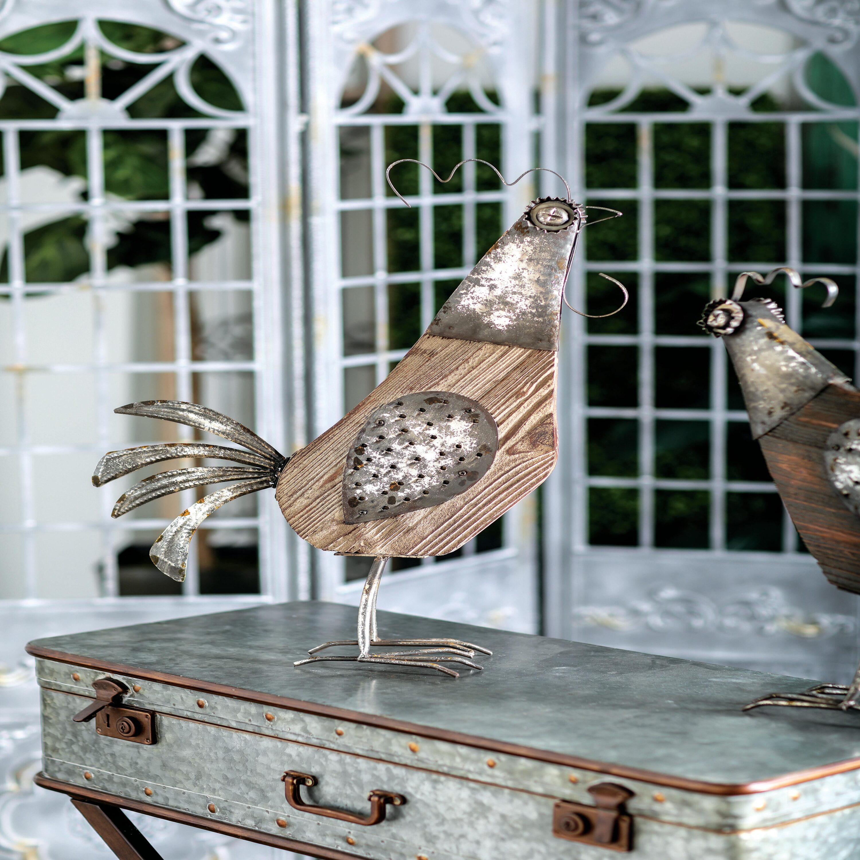 Grayson Lane 94815 25-Inches H x 8-Inches W Brown Rooster Garden Statue