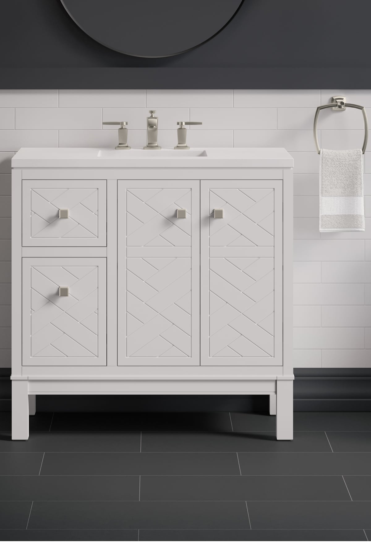 Style Selections Madix 36-in White Undermount Single Sink Bathroom Vanity  with White Engineered Stone Top in the Bathroom Vanities with Tops  department at