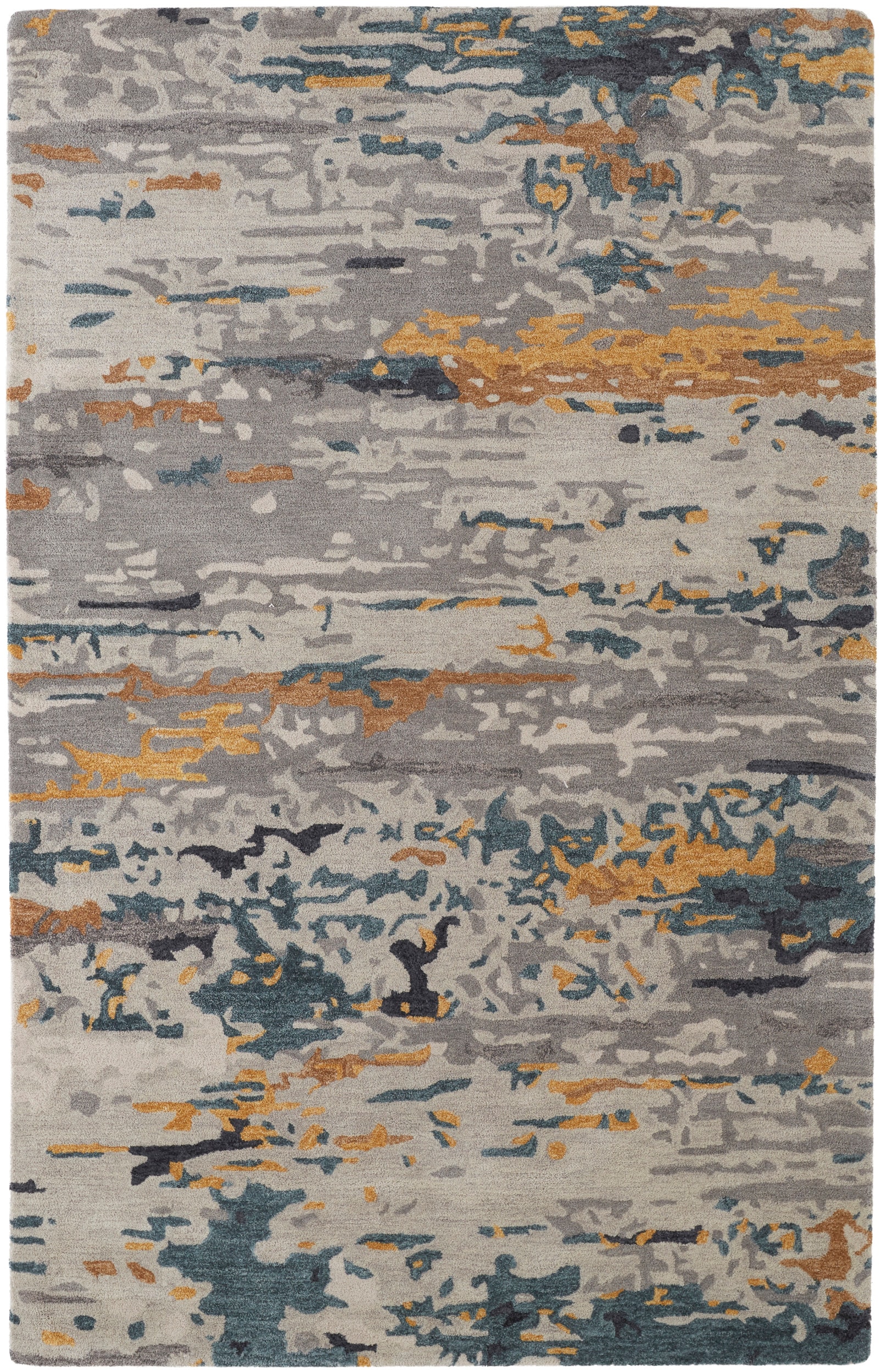 Room Envy EVER8644GRY000C00 4 x 6 (ft) Tufted Wool Gray/Yellow/Blue Rectangular Indoor Abstract Area rug