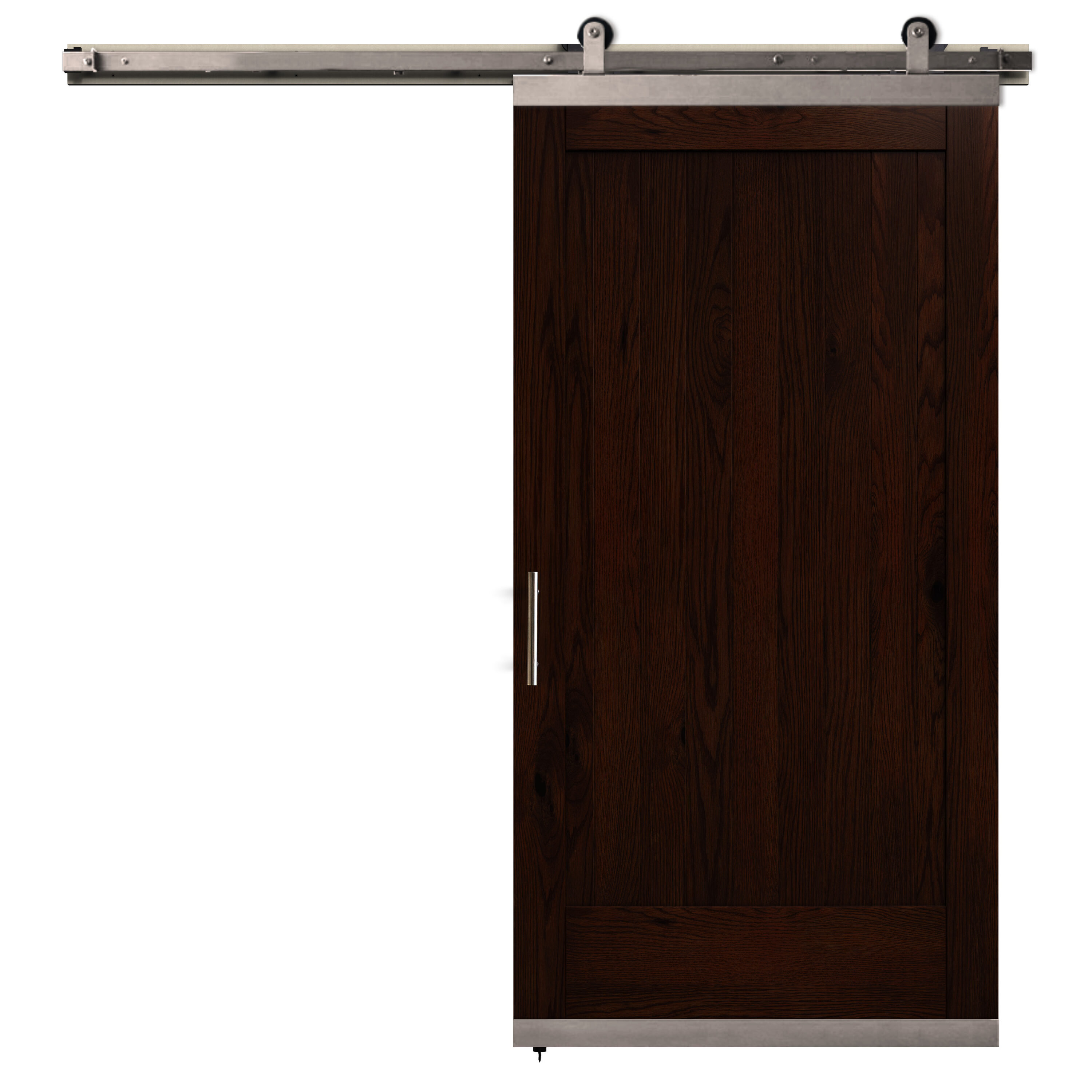 JELD-WEN LOWOLJW248000139 42-in x 80-in Chocolate Plank White oak Wood Solid core Single Barn Door (Hardware Included)
