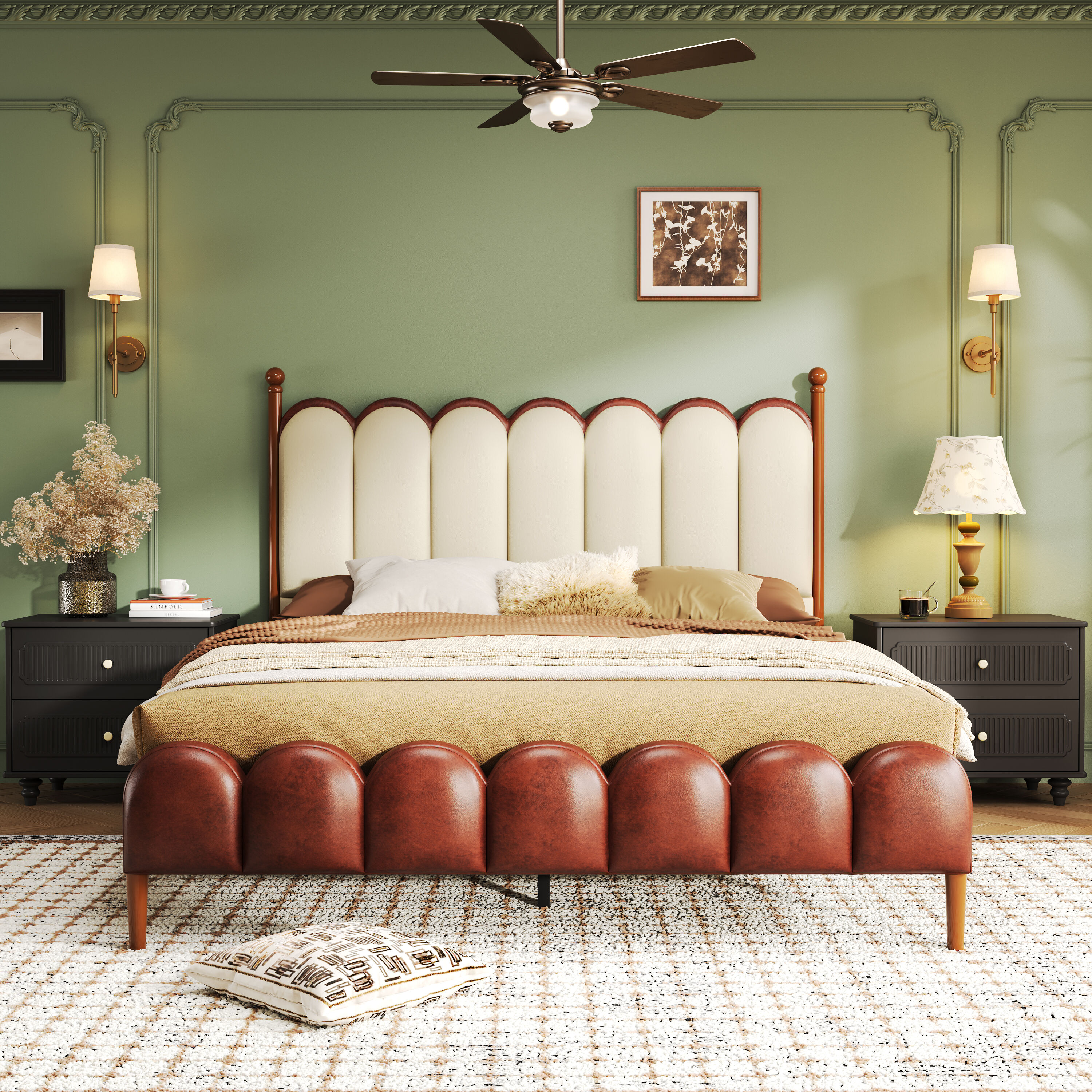 Christopher Knight Home 326606 Leather Upholstered Bed with Headboard   Footboard  Solid Wood Slats   Legs  No Box Spring Needed