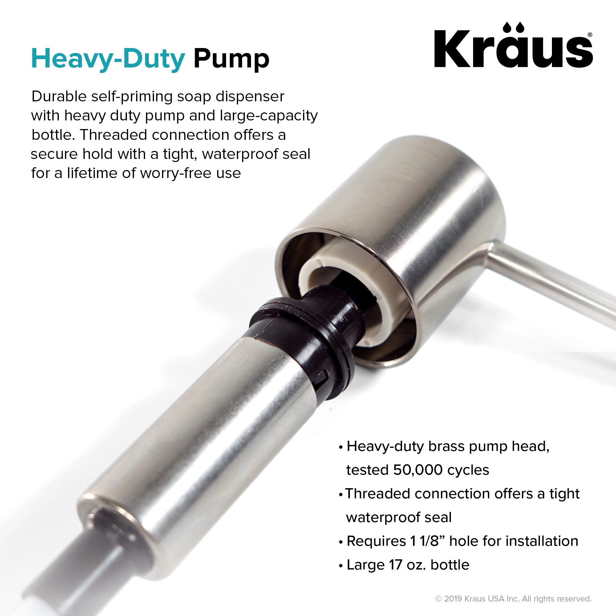 Kraus Spot Free Stainless Steel 17-oz Capacity Deck-mount Soap and