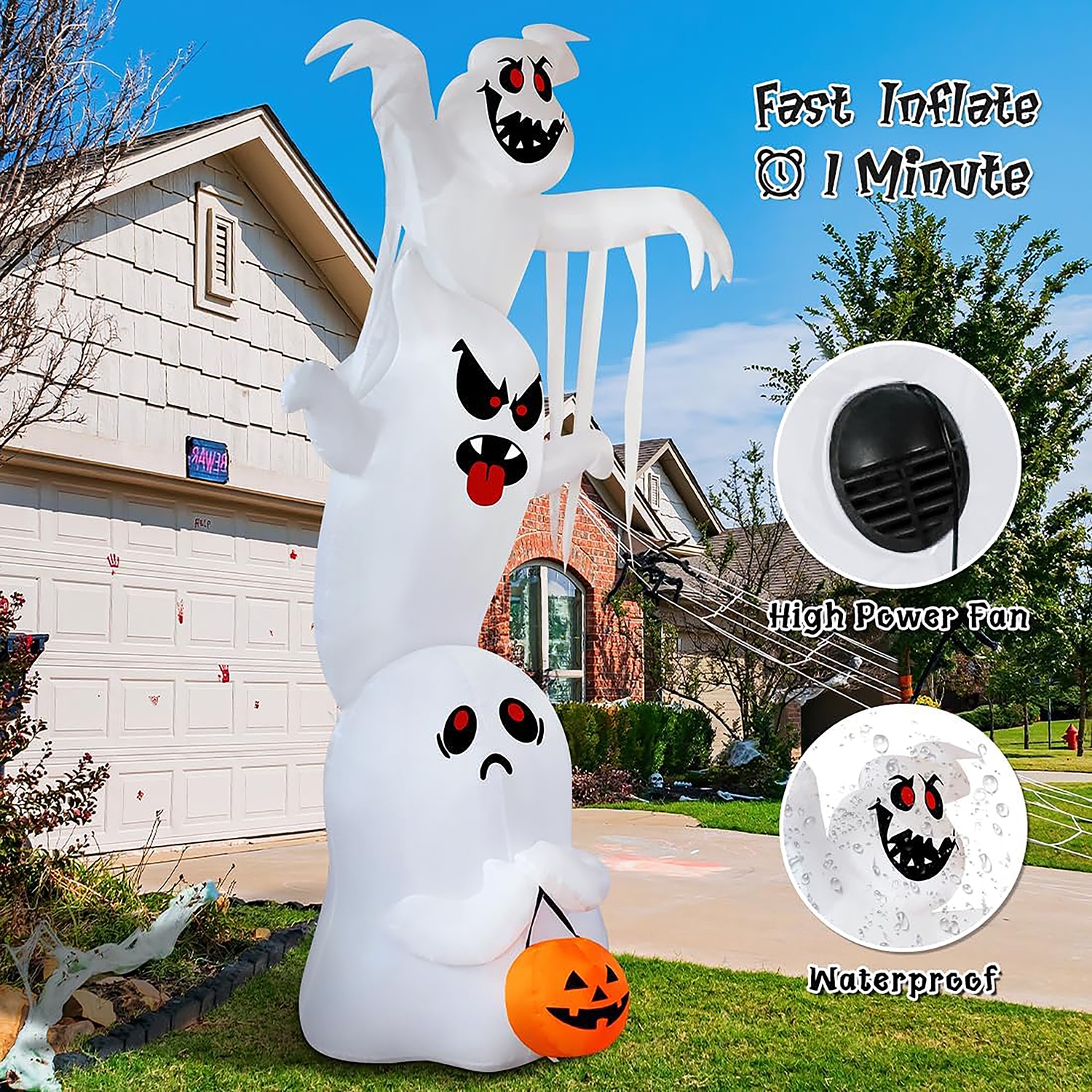 GOOSH 10-ft Lighted Ghost Inflatable DJ-WS-69119 at Lowes.com