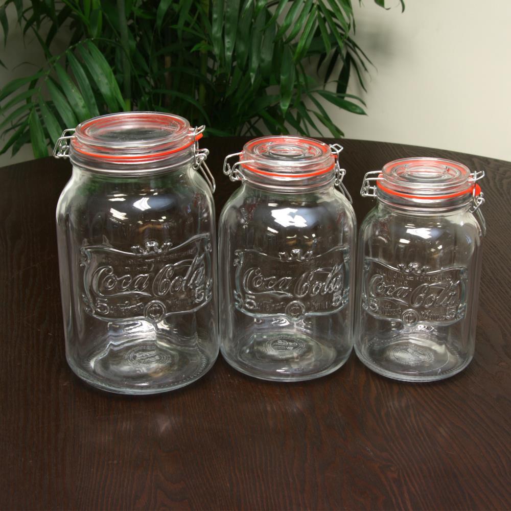Coca-Cola Anchor Hocking Large Glass Canister Collectible Cookie