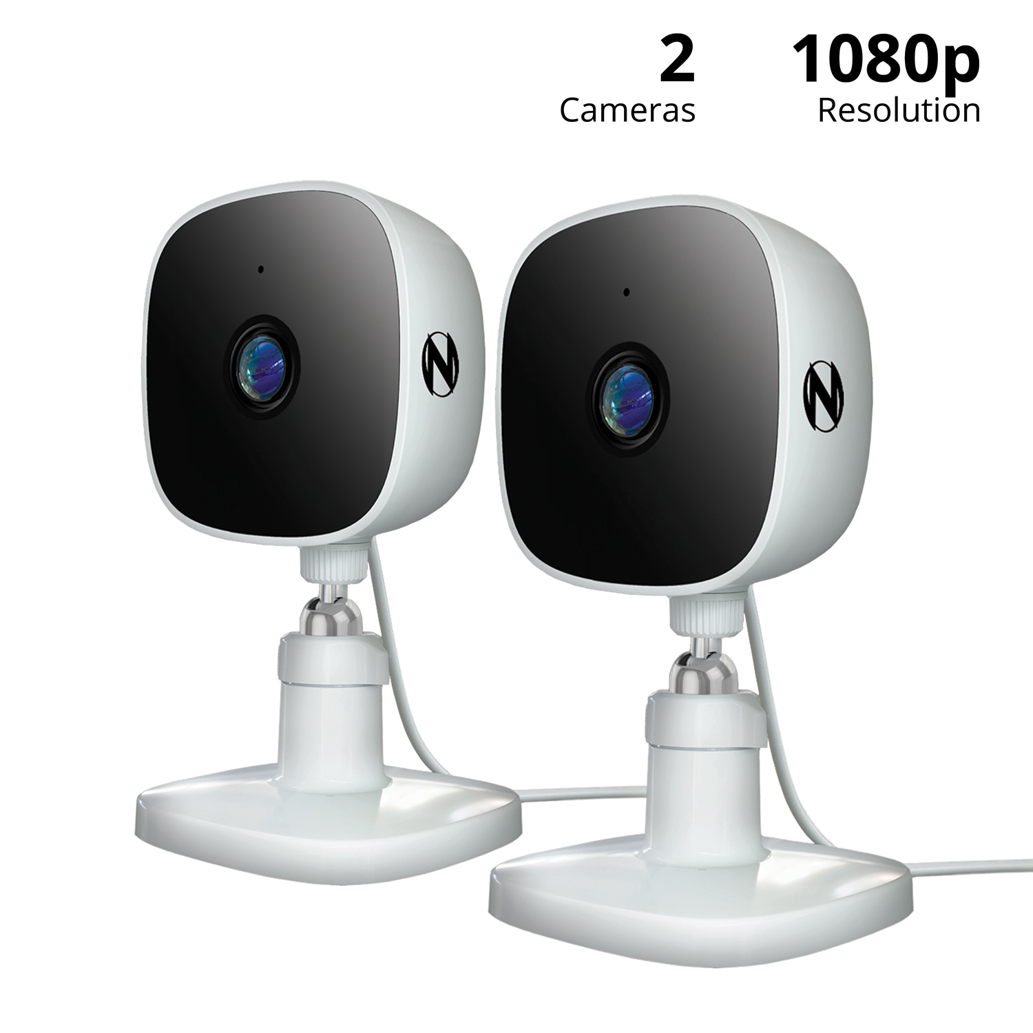 White Wireless Indoor Security Camera with Night Vision and Audio