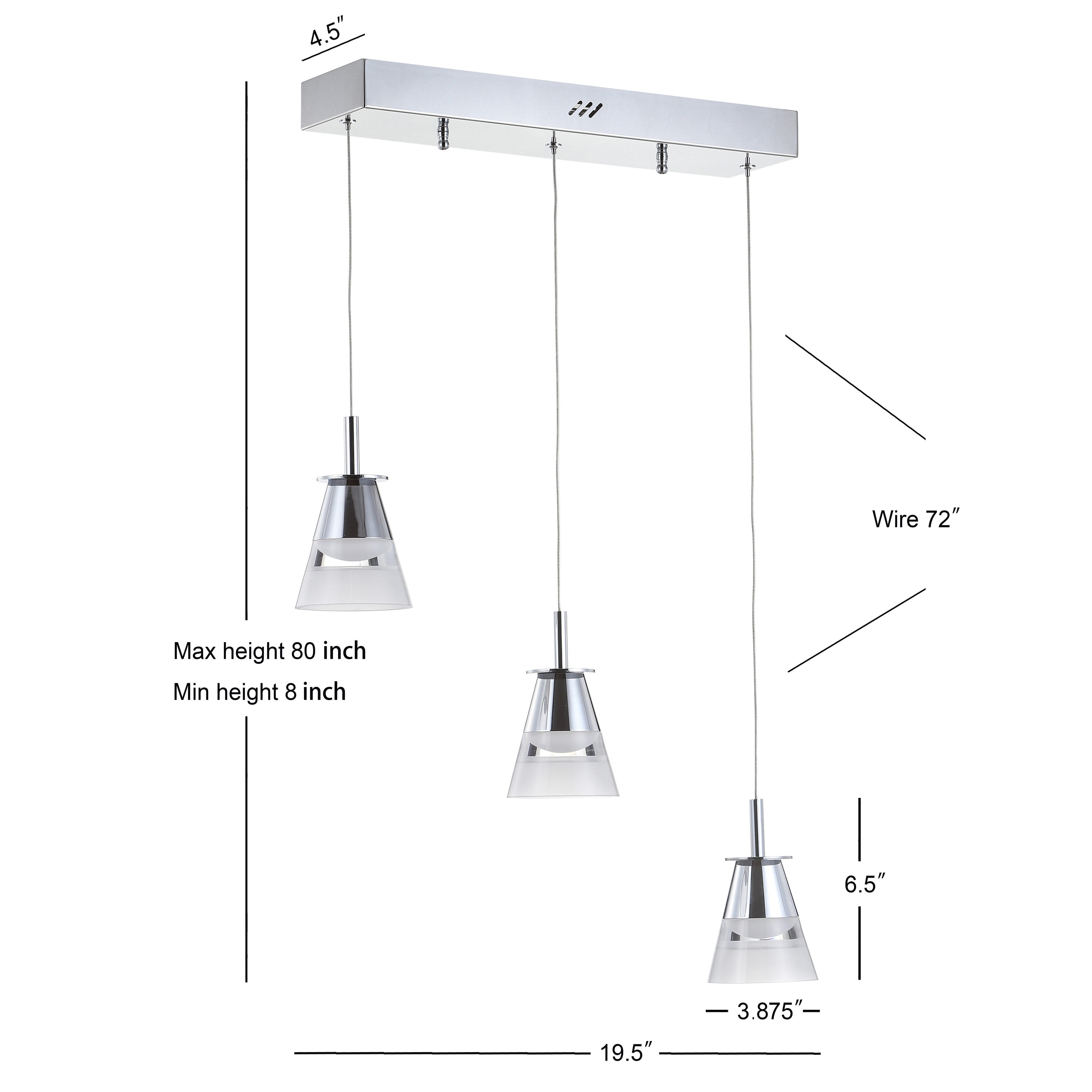 Alain 19.5" Chrome Glass LED Pendant Light