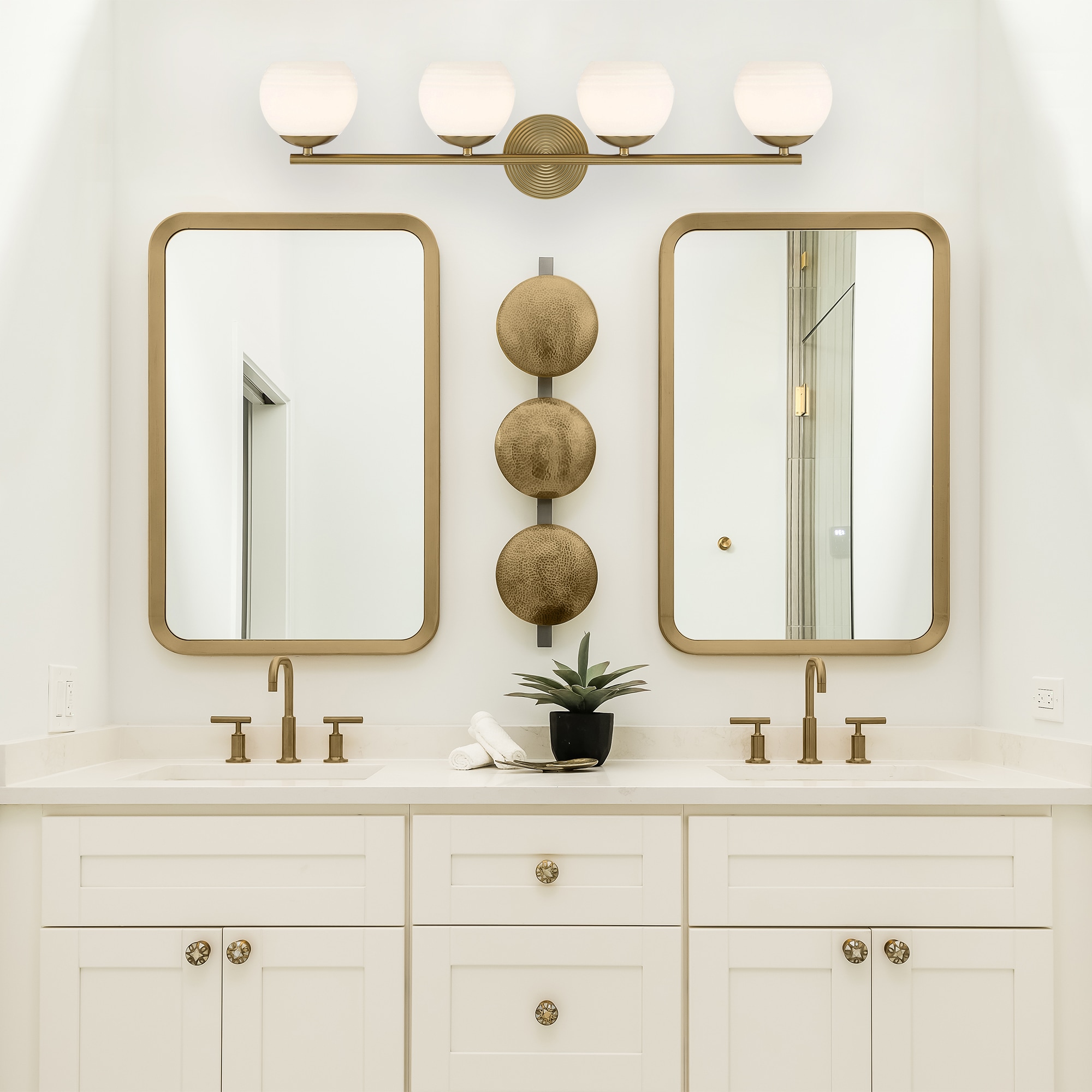 Moon Breeze 32.5" Brushed Gold 4-Light Vanity Fixture