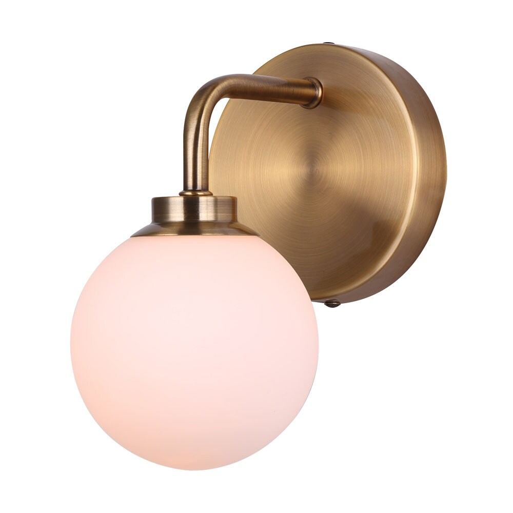 Canarm IWF1105A01GD9 Asher 5.125-in W 1 -Light Distressed Gold Mid-century Wall Sconce