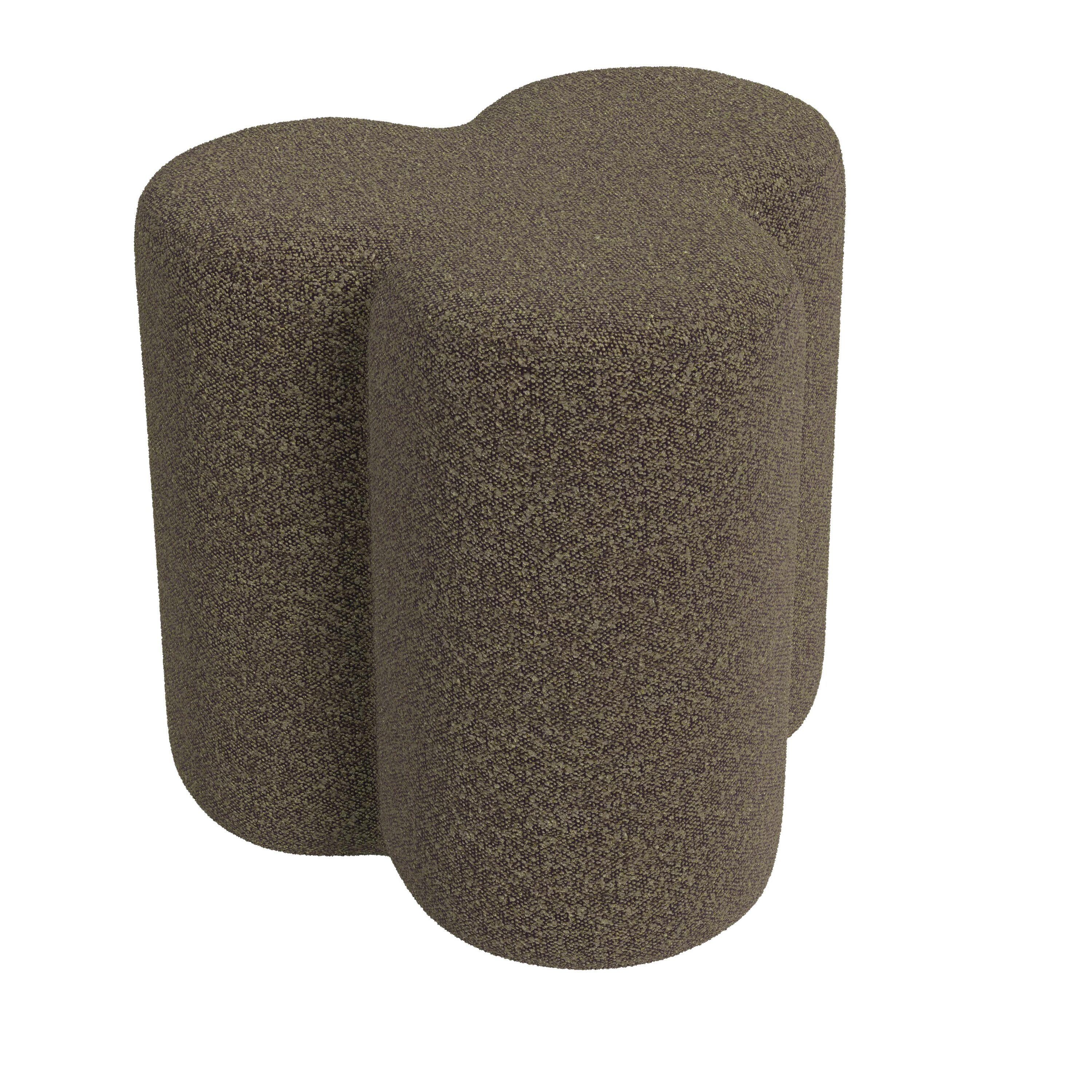 Dark Brown Boucle Square Accent Ottoman with Foam Frame