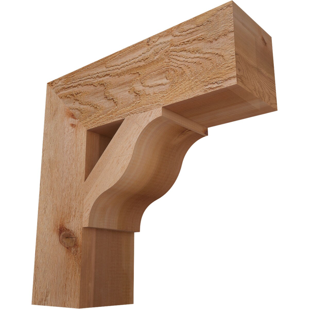 Ekena Millwork BKT06X20X20FST05RWR Funston Block Rough Sawn 6-in x 20-in x 20-in Western red cedar Brown Wood Standard bracket