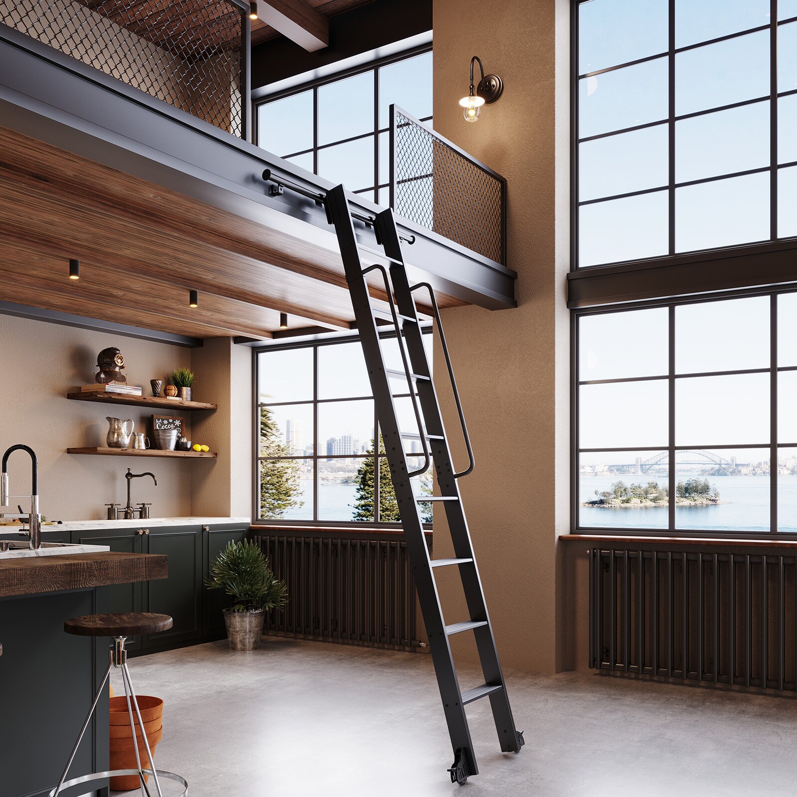 Fredbeck BJ-LD-AL-L01W1-8 Library-Ladders - View #3
