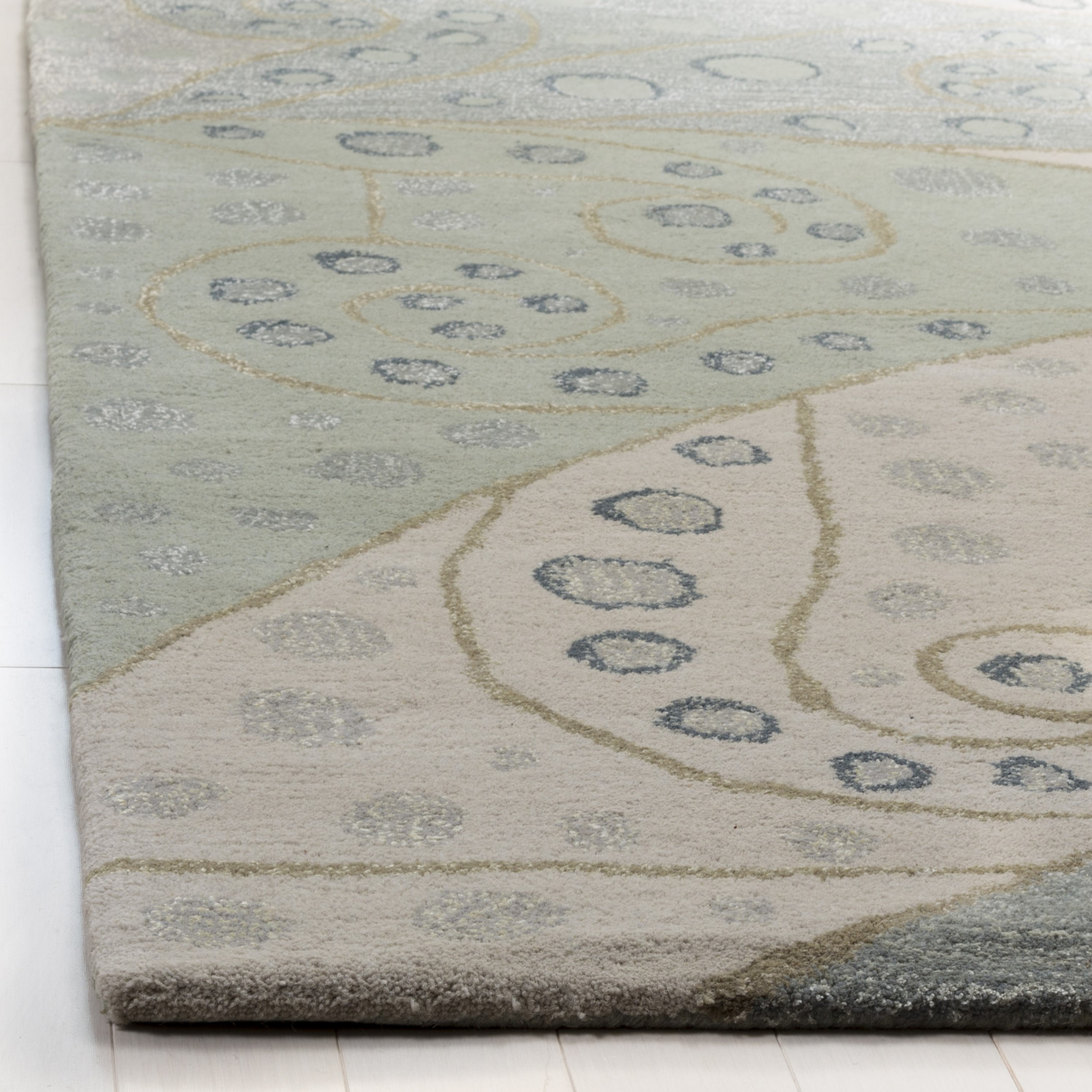 Multicolor Sage Hand-Tufted Wool Rectangular Area Rug, 6' x 9'