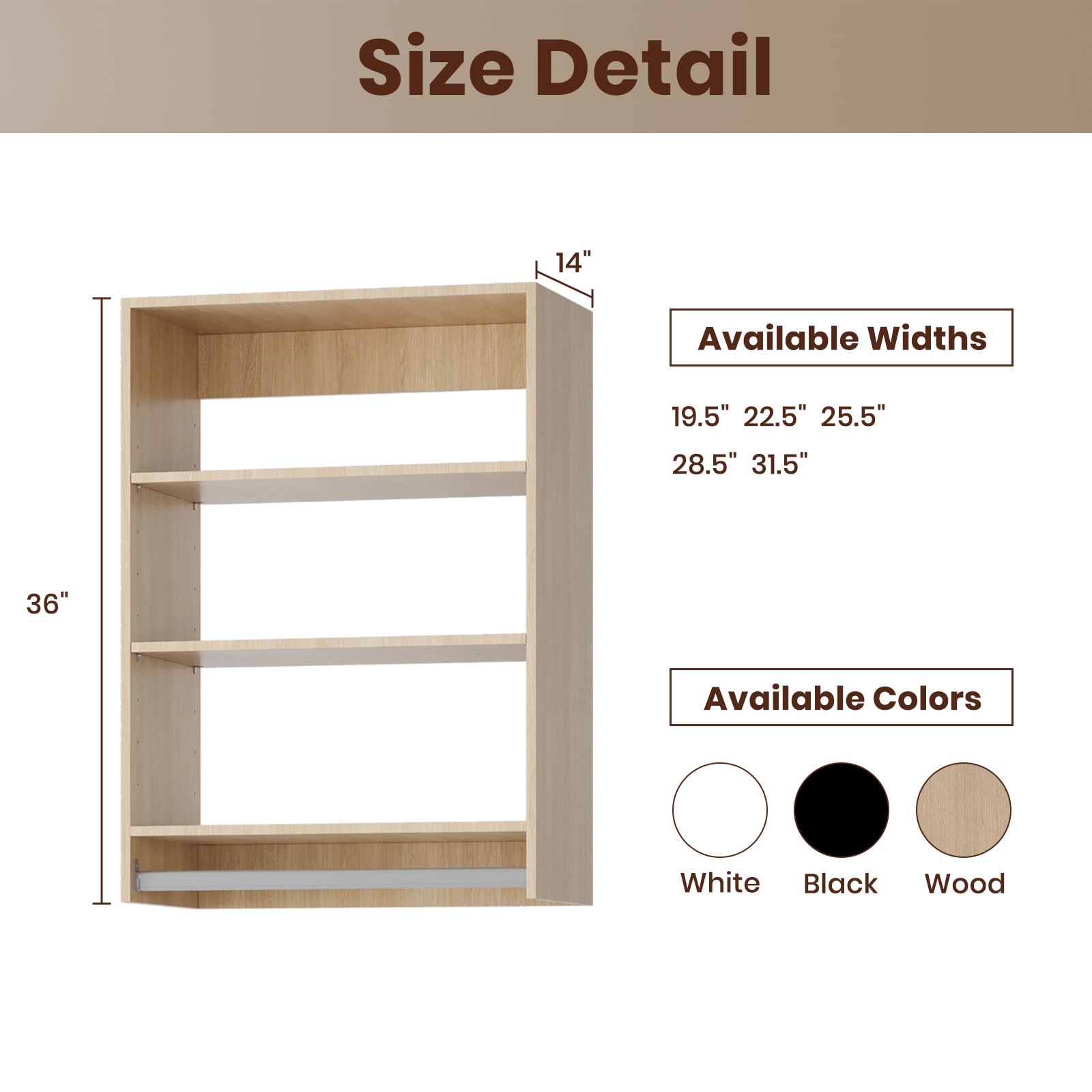 LOVMOR LO-99BB0055F2-SY-ZJL Wood-Closet-Shelves - View #2