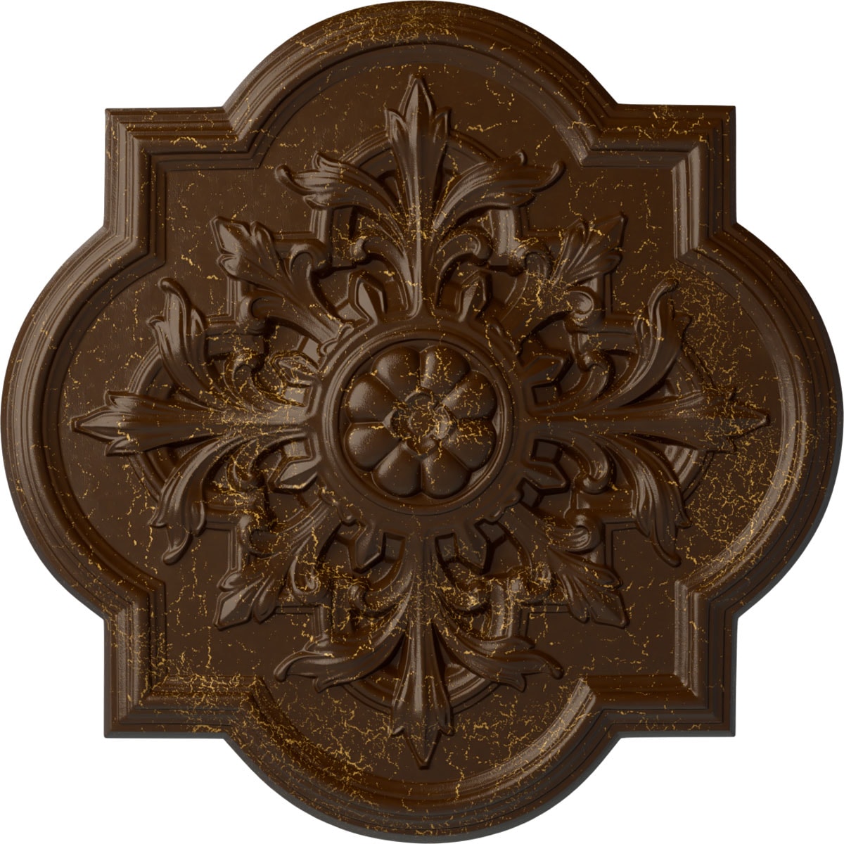 Ekena Millwork CM34BORBC Bonetti 31.25-in W x 31.25-in L Painted Root Beer Crackle Polyurethane Whole Ceiling Medallion