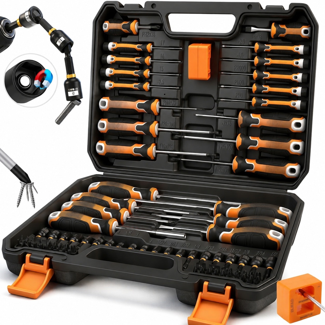 Ahfiwaso 86 Piece Magnetic Nut Driver and Screwdriver Set with SAE Metric Bits and Sturdy Storage Case durable home and garden accessory #LAH0818Q220