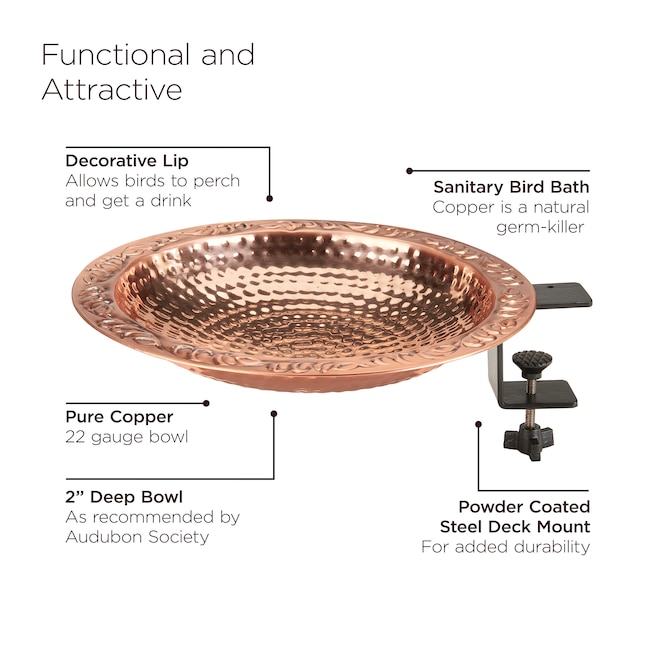 Good Directions 5-in H Copper and Black Metal Complete Birdbath in the ...