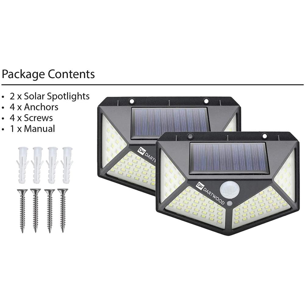 Dartwood Outdoor Solar Wall Lights with Motion Sensor Black Solar Panel (2- Pack) in the Security Camera Accessories department at