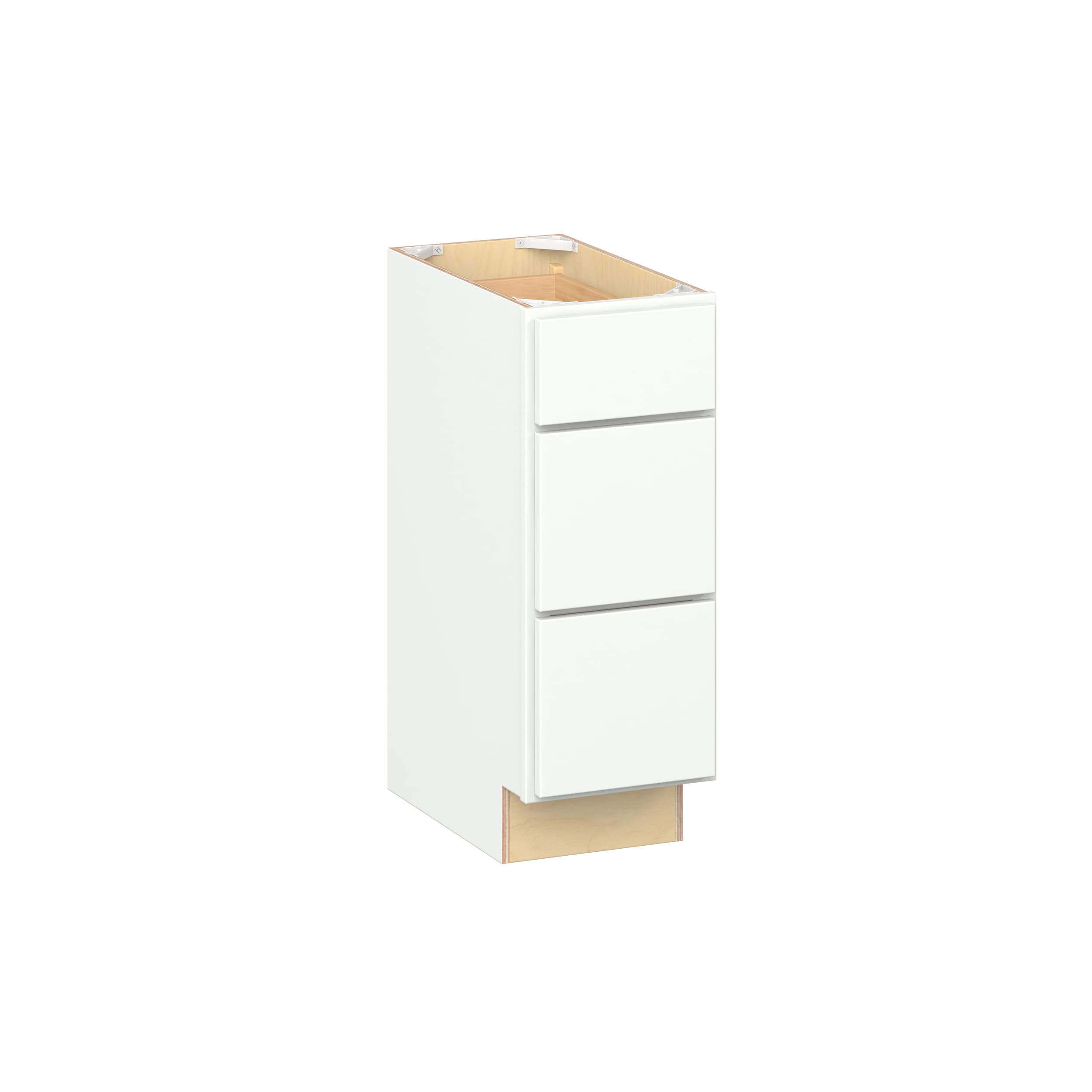 RELIABILT Parkstone II 12-in W x 32.5-in H x 21-in D Brilliant White Painted 3 -Drawers Drawer Vanity Base Fully Assembled Plywood Cabinet Flat Panel Slab