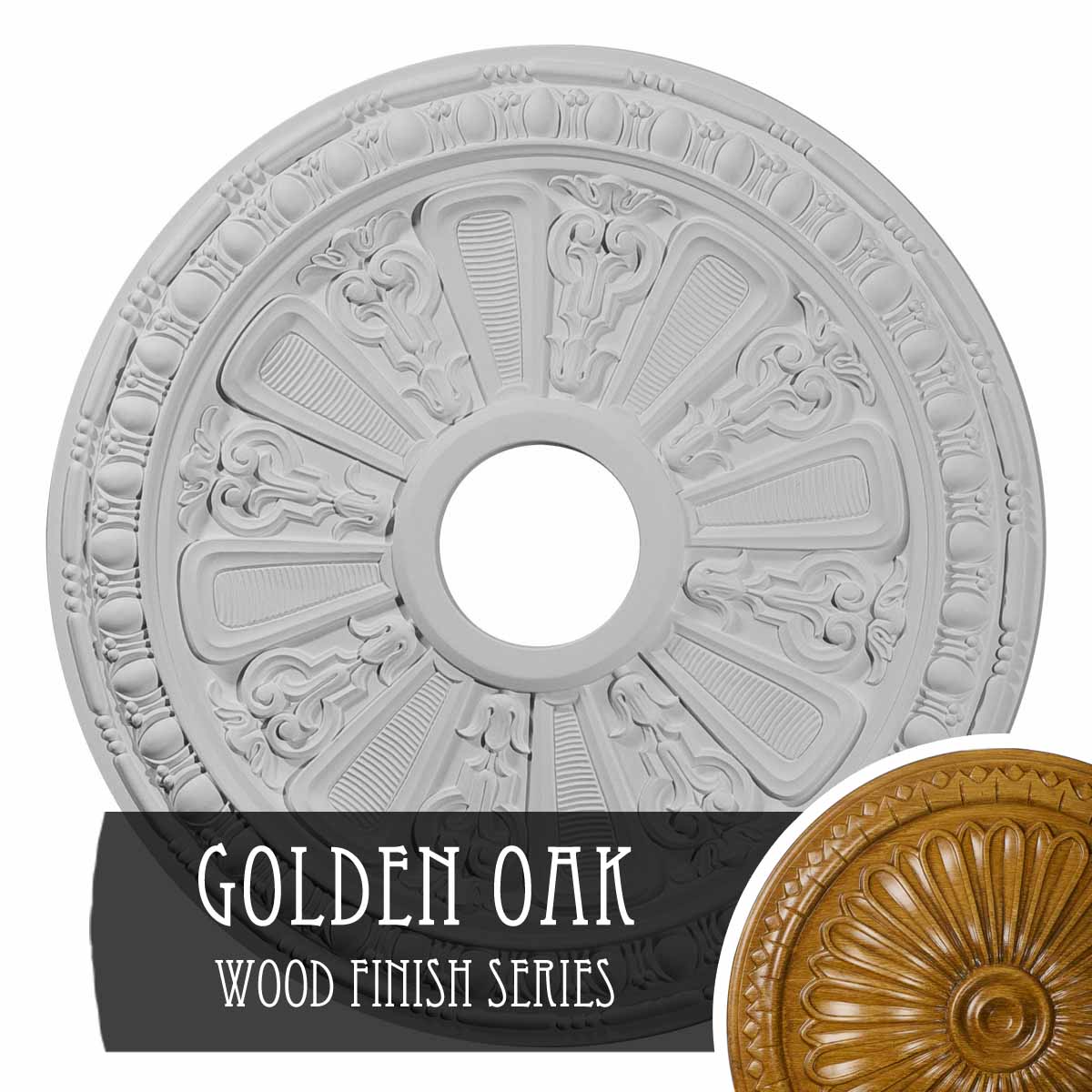 Ekena Millwork CM18RAGOS Raymond 18.125-in W x 18.125-in L Golden Oak Polyurethane Ceiling Medallion