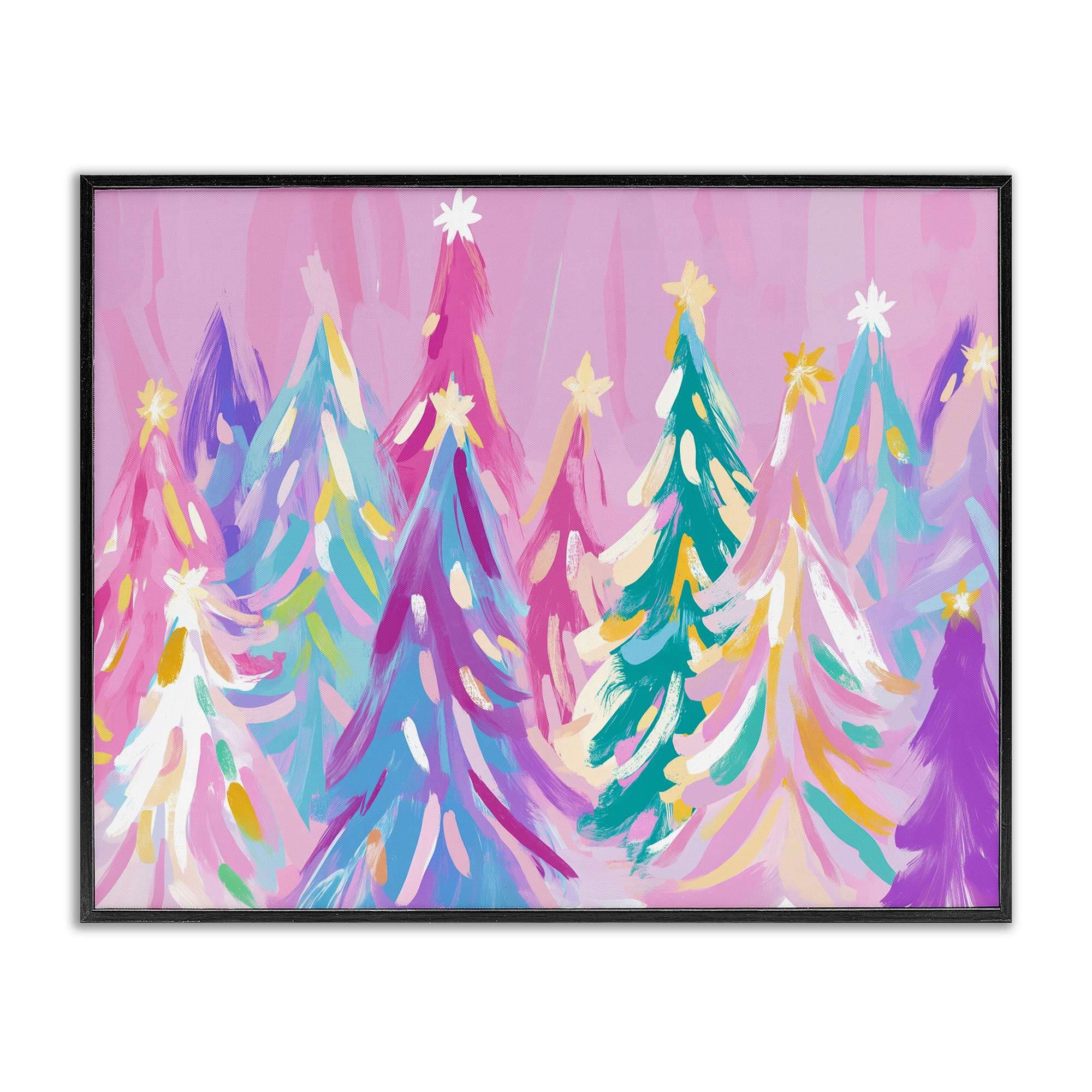 Stupell Industries BT-921-FR-16X20 Pastel Christmas Trees Abstraction Framed Giclee design by Arlington Prints