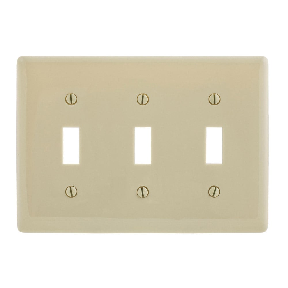 Hubbell NPJ3IZ 3 -Gang Midsize Size Ivory Nylon Indoor Toggle Wall Plate