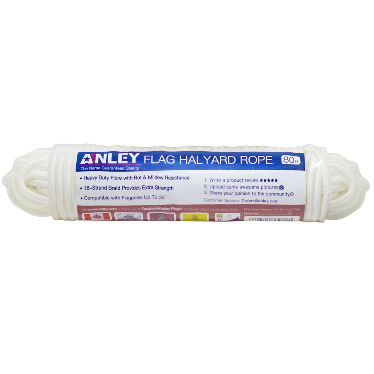 Anley 80-ft x 1/4-in White Nylon Flag Pole Rope | A.FLAGPOLE.ROPE