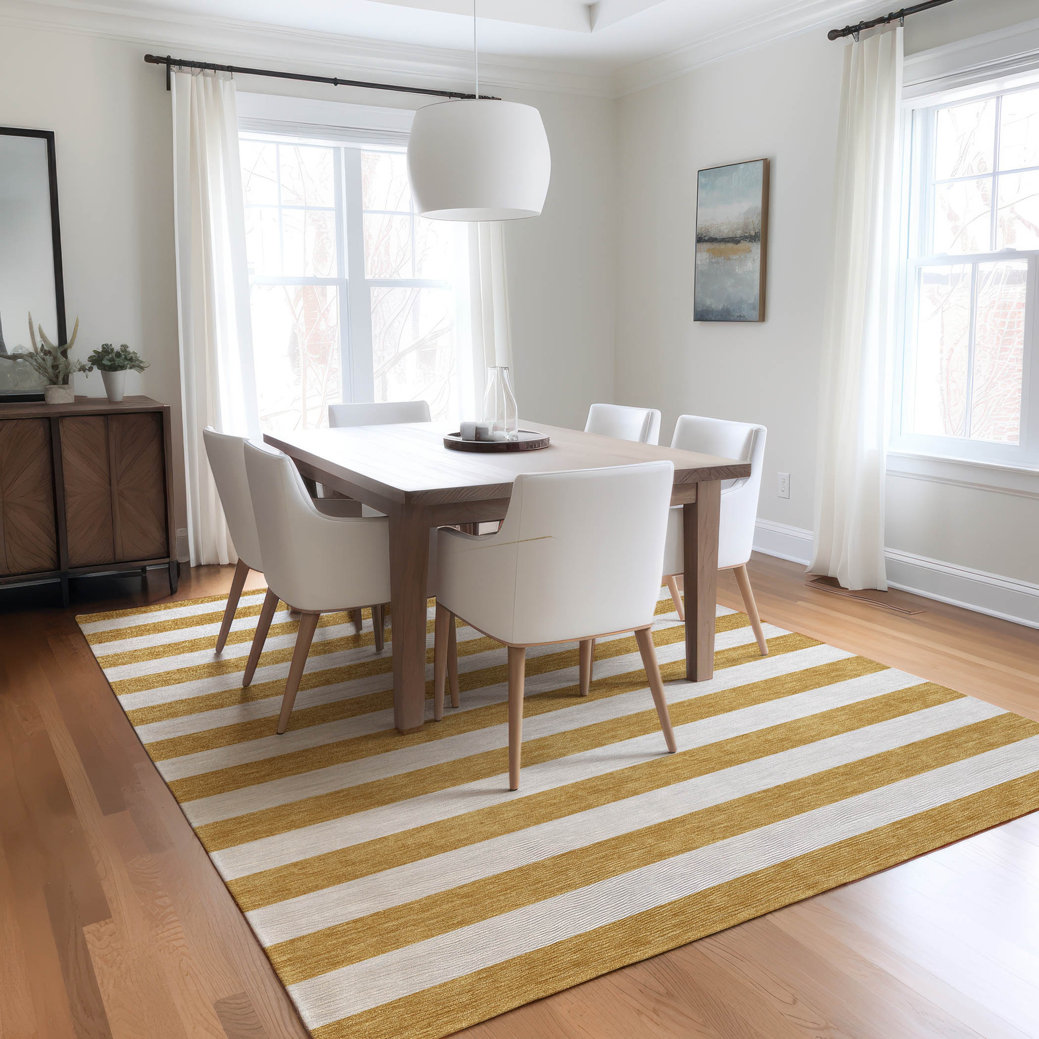 Addison Rugs ACN528GO3X5 Chantille ACN528GO 3 x 5 (ft) Polyester Gold Rectangular Indoor/Outdoor Stripe Machine washable Area rug