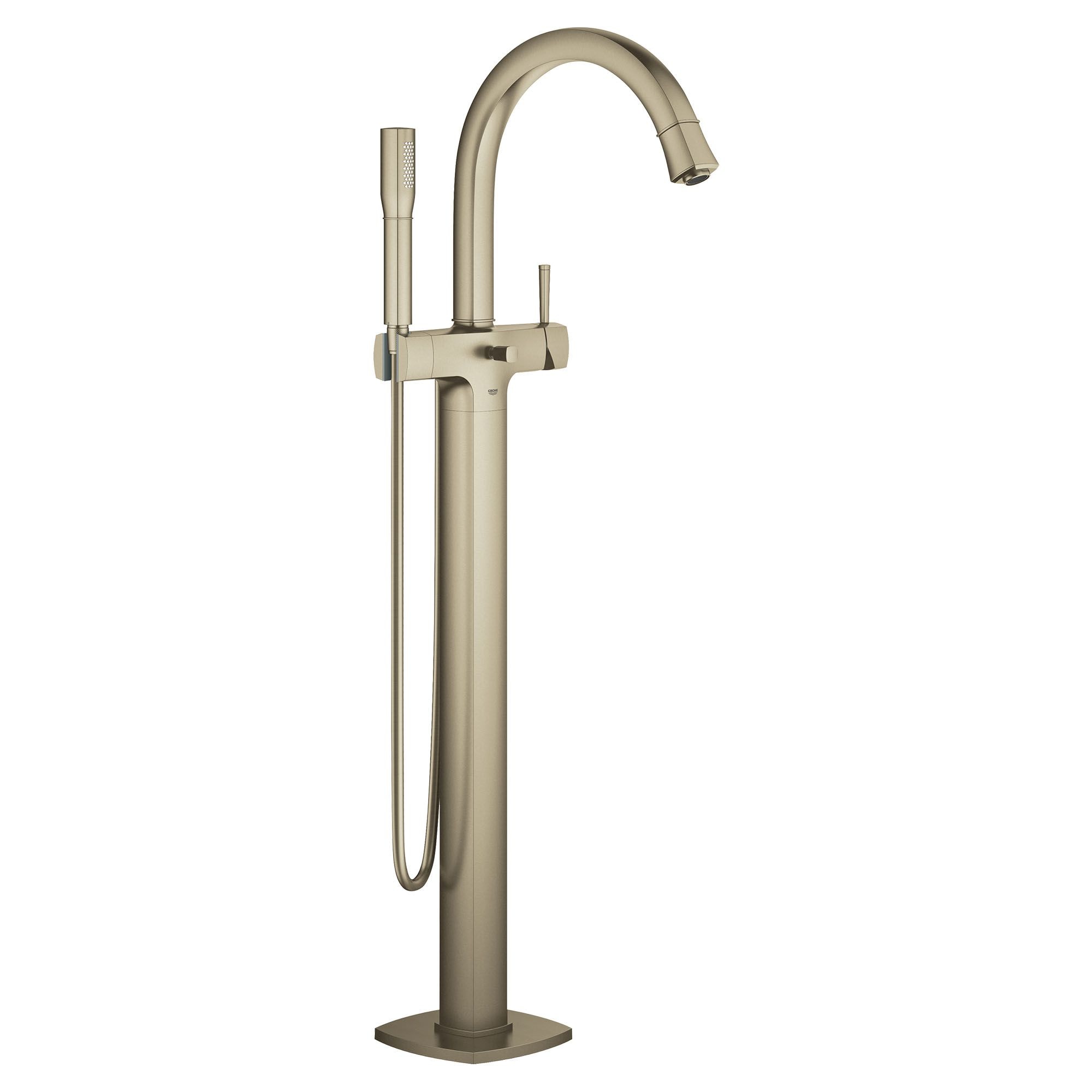 Grohe Grandera Brushed Nickel 1 Handle Freestanding Mid Arc Bathtub Faucet With Hand Shower 7257