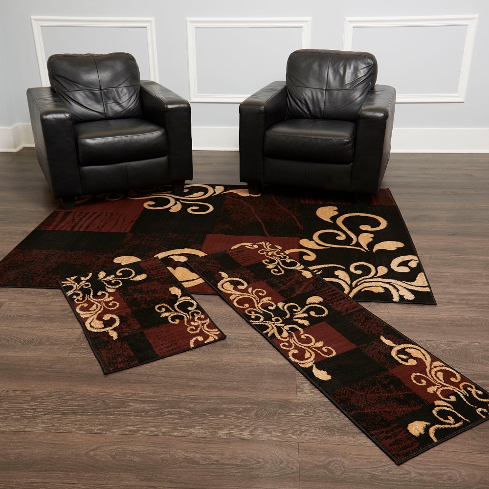 Home Dynamix 3S-HD1879-502 Ariana Galil Multiple sizes (ft) Loomed Polypropylene Black Rectangular Indoor Geometric Mid-Century Modern Rug set