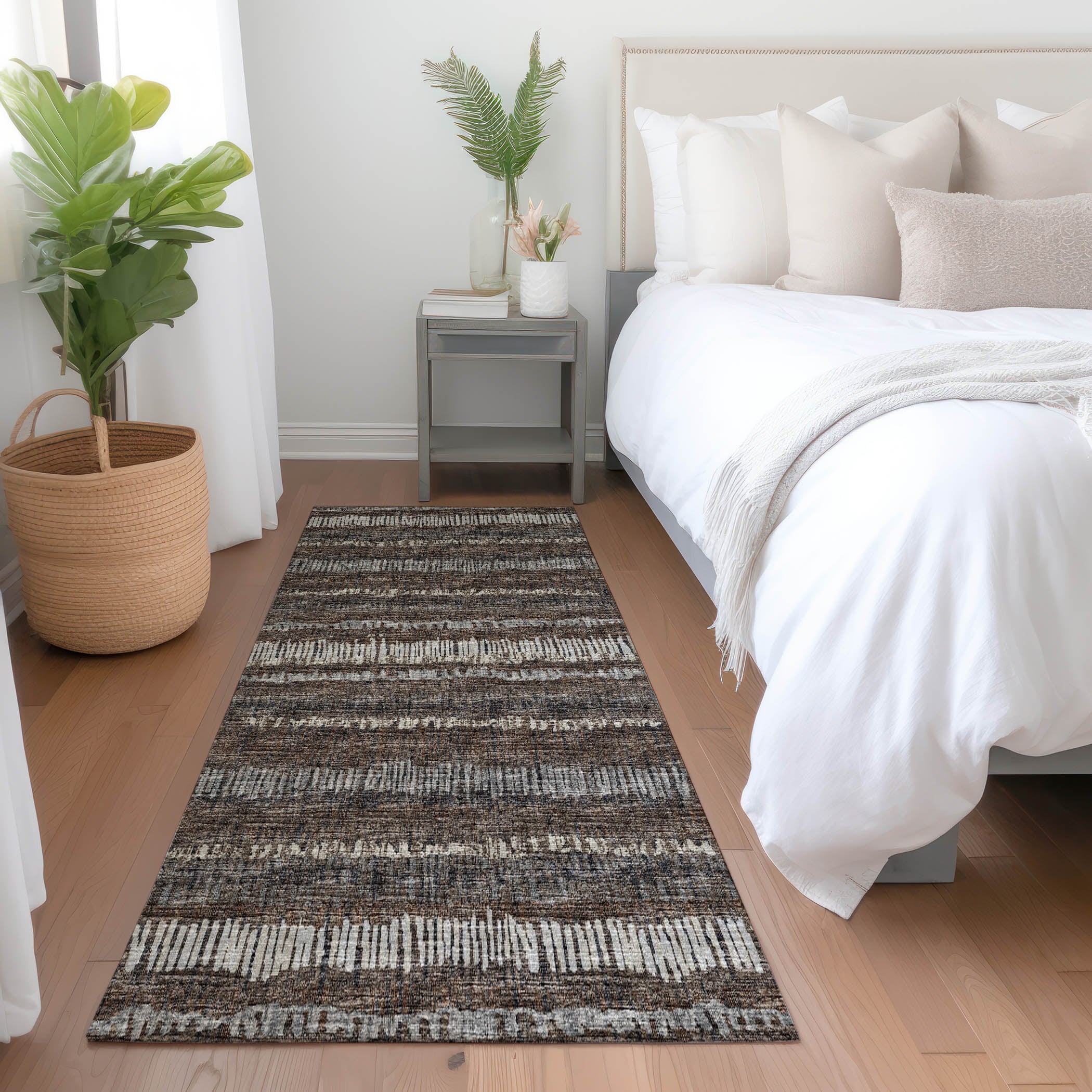 Addison Rugs AMF37BR2X8 Mayfield AMF37BR 2 x 7 (ft) Loomed Polyester Brown Rectangular Indoor Abstract Machine washable Runner rug
