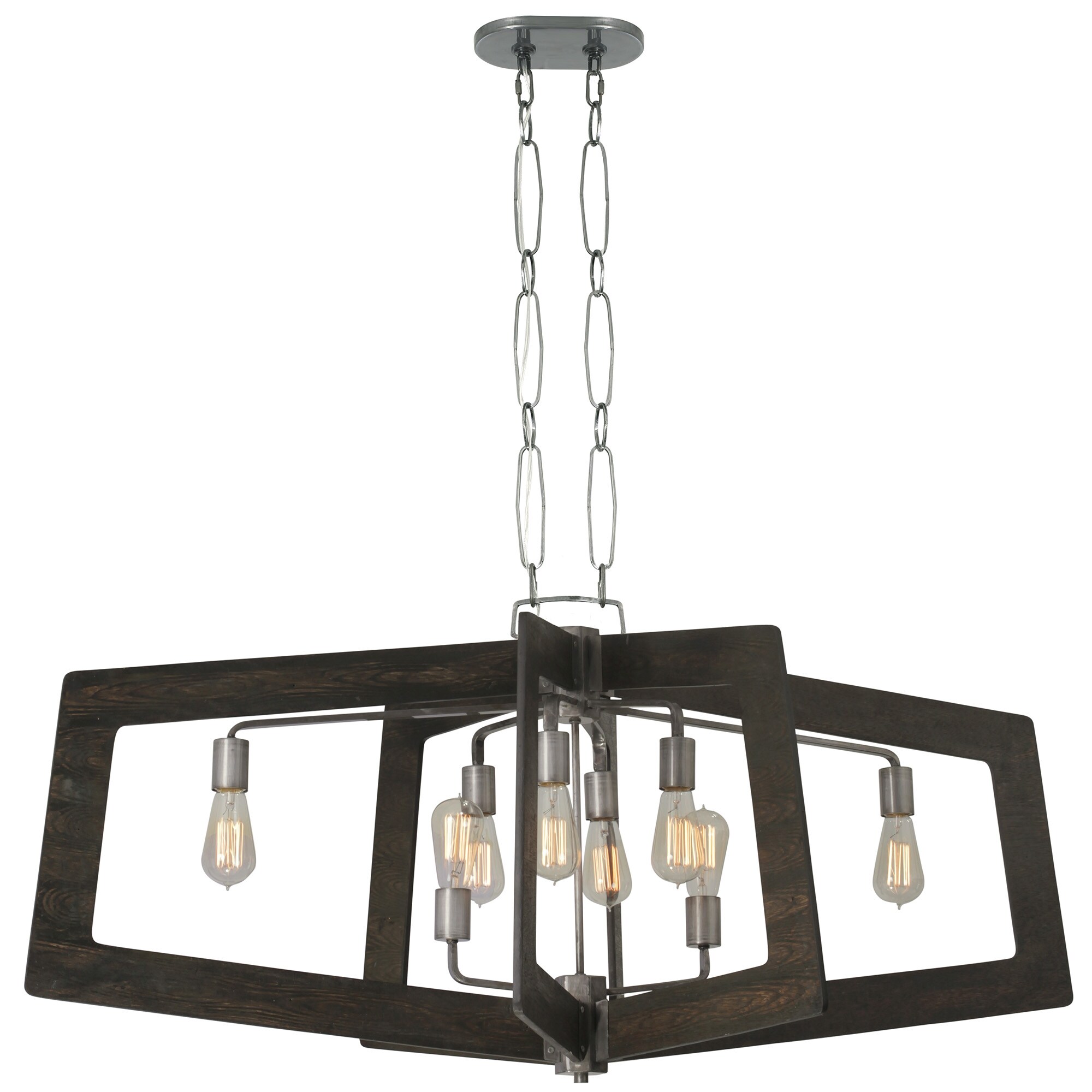 Varaluz 268N08SL Lofty 8 -Light Steel Transitional Geometric Large Hanging Pendant light