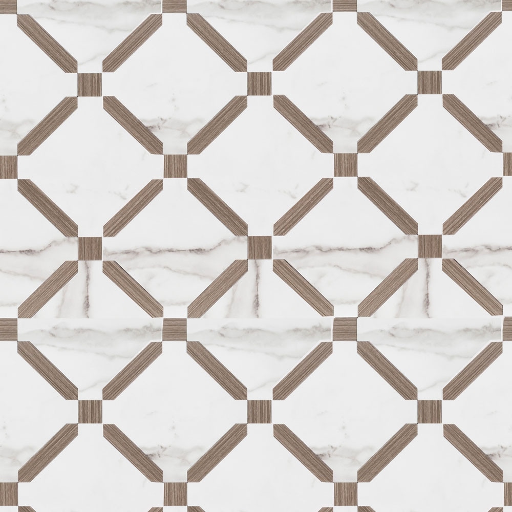 Peel&Stick Tile LWPS201004 Stonewood Point Beige 12-in x 18-in Matte Metal Marble look Mosaic Wall Tile ( 1.052-sq ft Piece )