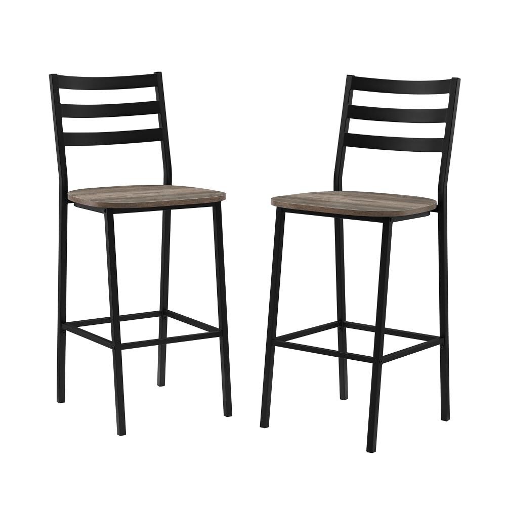  LWH26SBMW2GW Industrial Slat Back Counter Stools, 2-Pack - Grey Wash