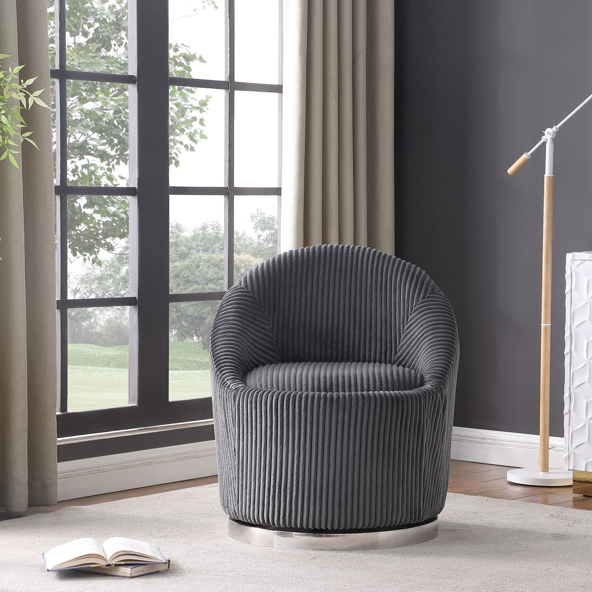 FARATI SC05-GREY 28-in W Midcentury Gray Accent Armchair