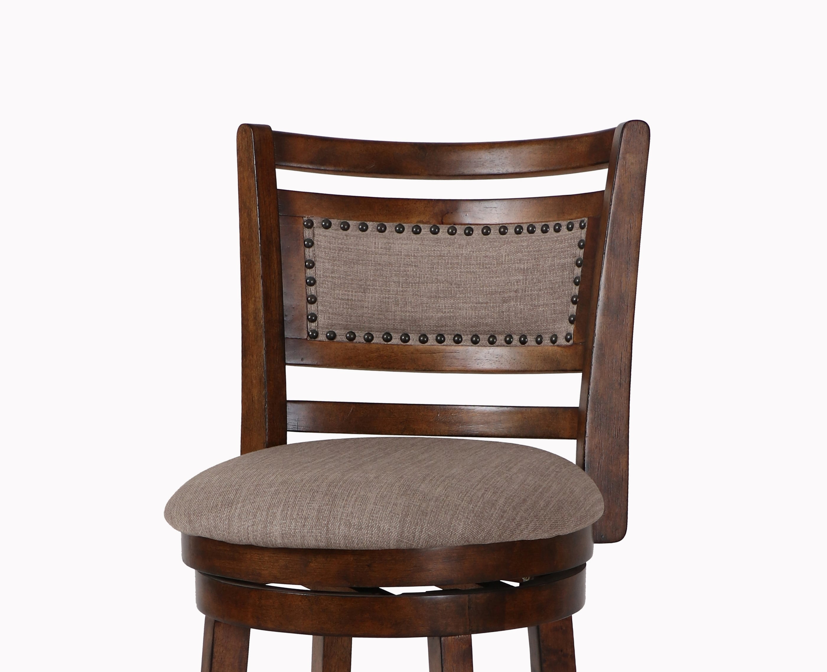 Aberdeen Dark Brown Wood Swivel Bar Stool with Fabric Seat