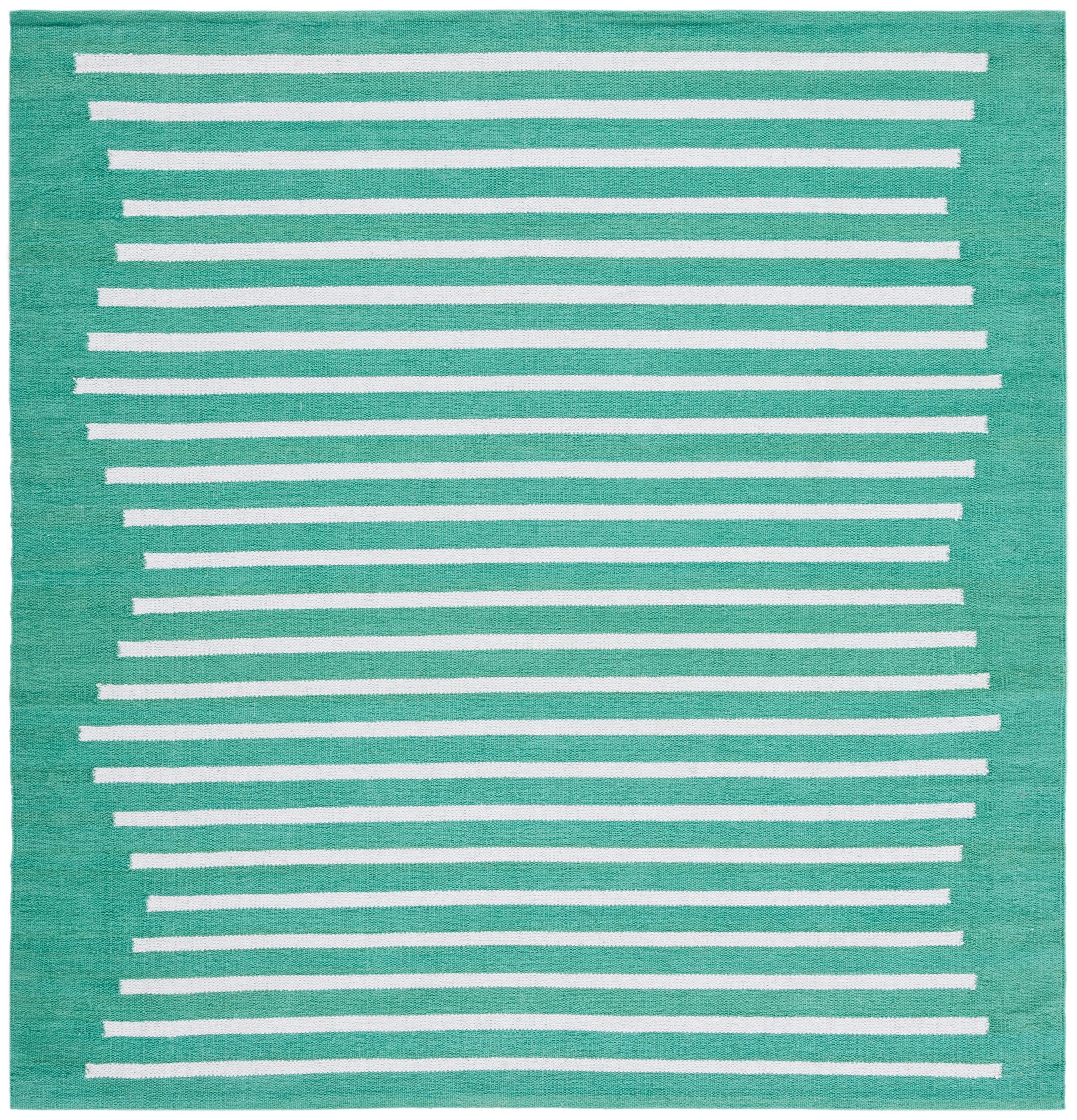 Safavieh MTK313Y-6SQ Montauk Nicoletta 6 x 6 (ft) Cotton Dark Green/Ivory Square Indoor Abstract Bohemian/Eclectic Area rug
