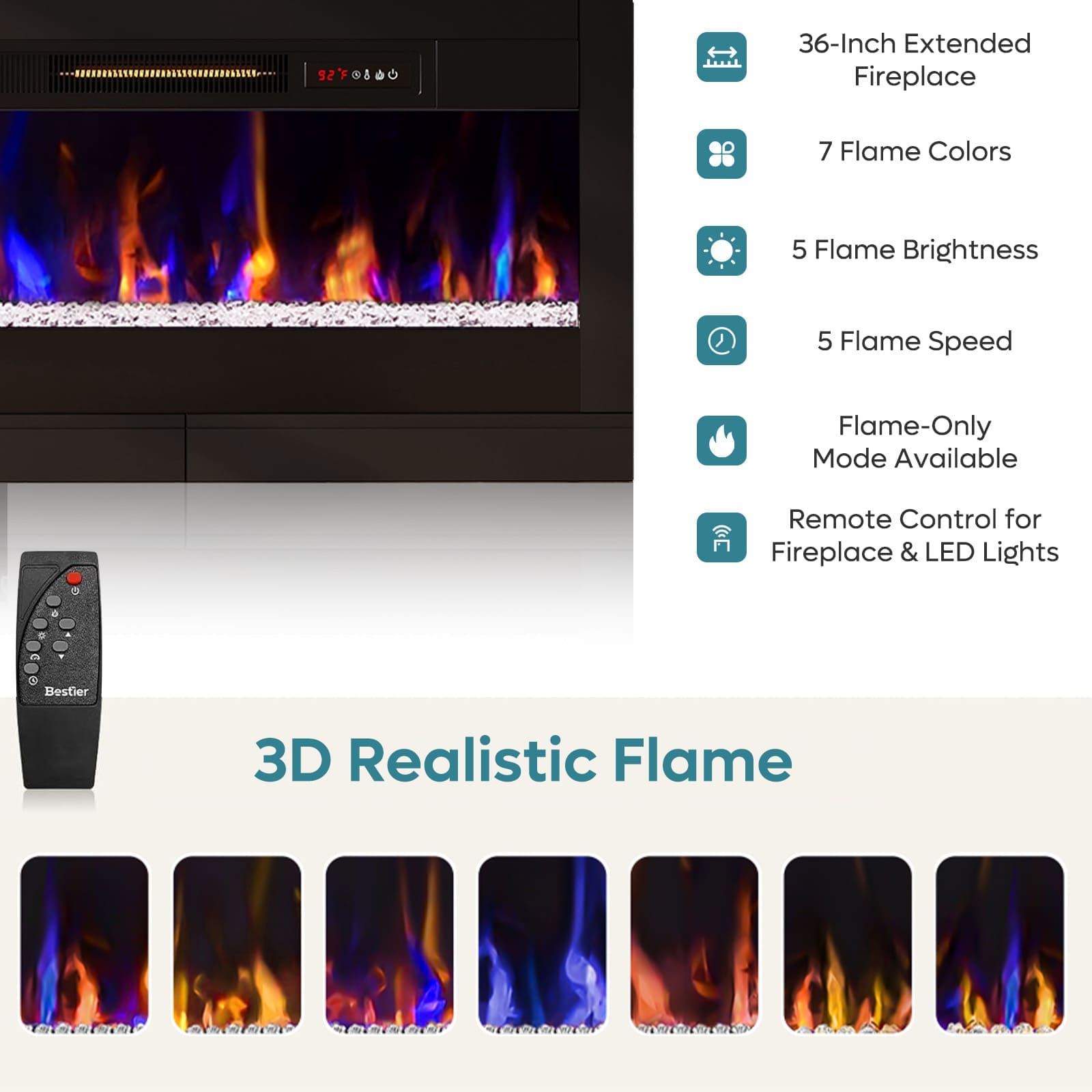 Bestier LOW-L101618FP-BDCF Electric-Fireplaces - View #6