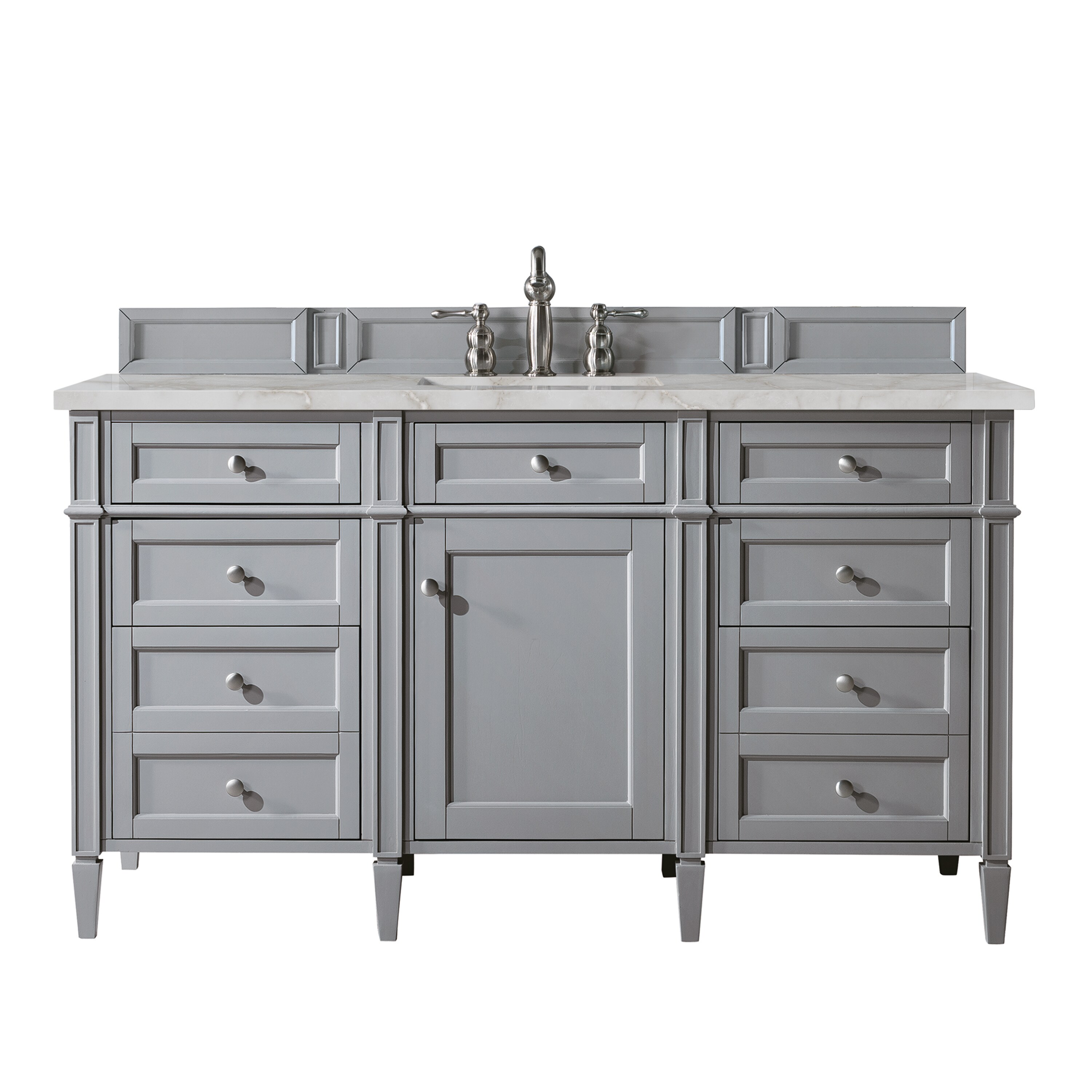 James Martin Vanities 650-V60S-UGR-3VSL Brittany 60-in Urban Gray Undermount Single Sink Bathroom Vanity with Victorian Silver Quartz Top
