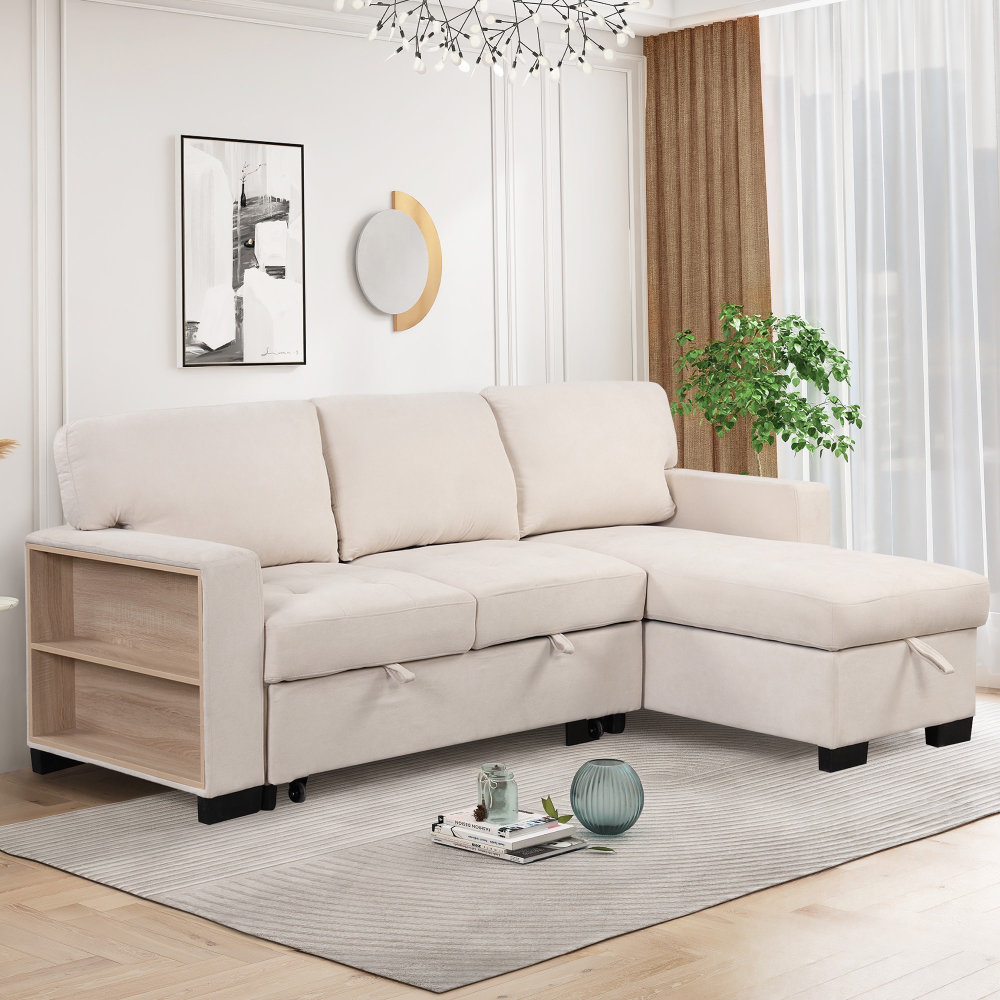 ModernLuxe L-SG000840AAA 55.10-in Modern Beige Faux leather Sofa