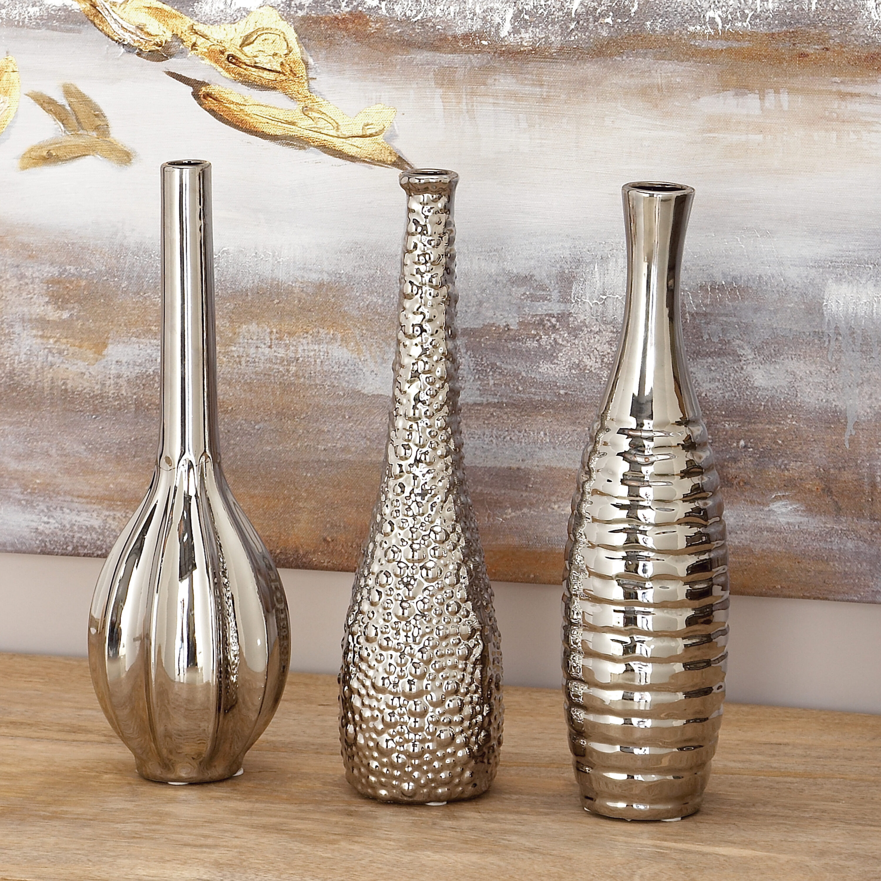 Decorative Clear Glass Vase, Diamond-Faceted Flower Bud Vases, Set