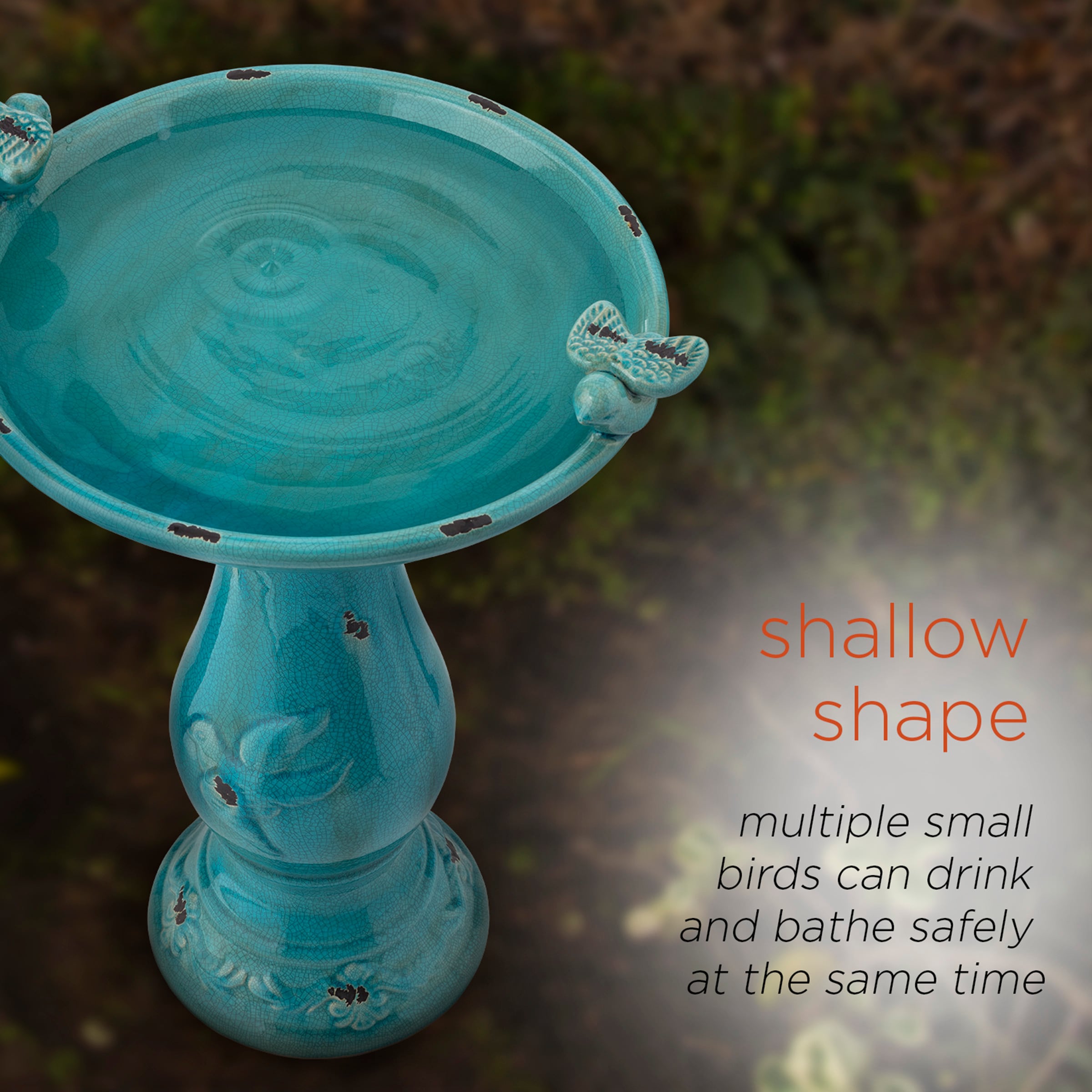 Alpine Corporation 25-in H Turquoise Ceramic Complete Birdbath in the ...