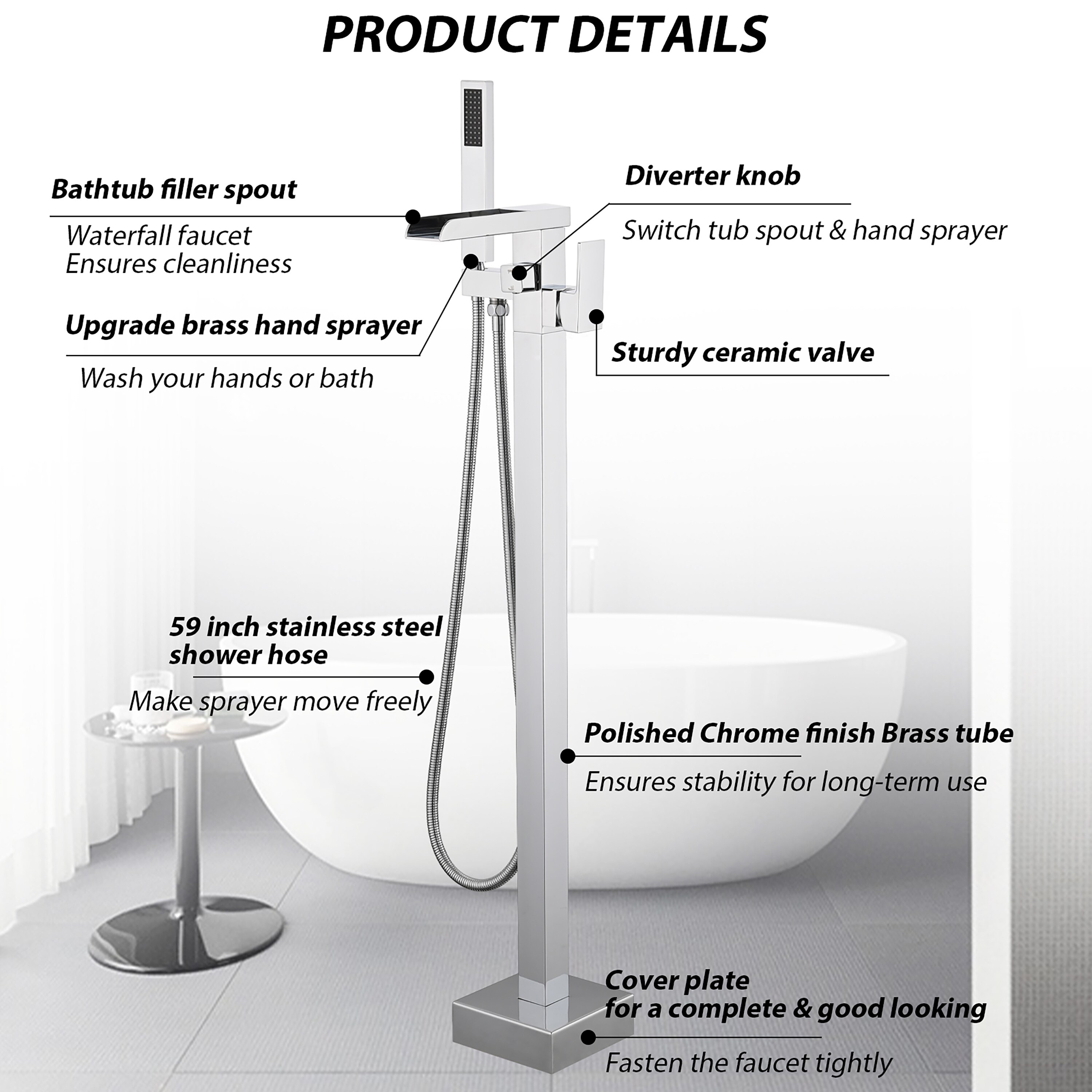 CASAINC TC01-ORB Roman-Tub-Faucets - View #4