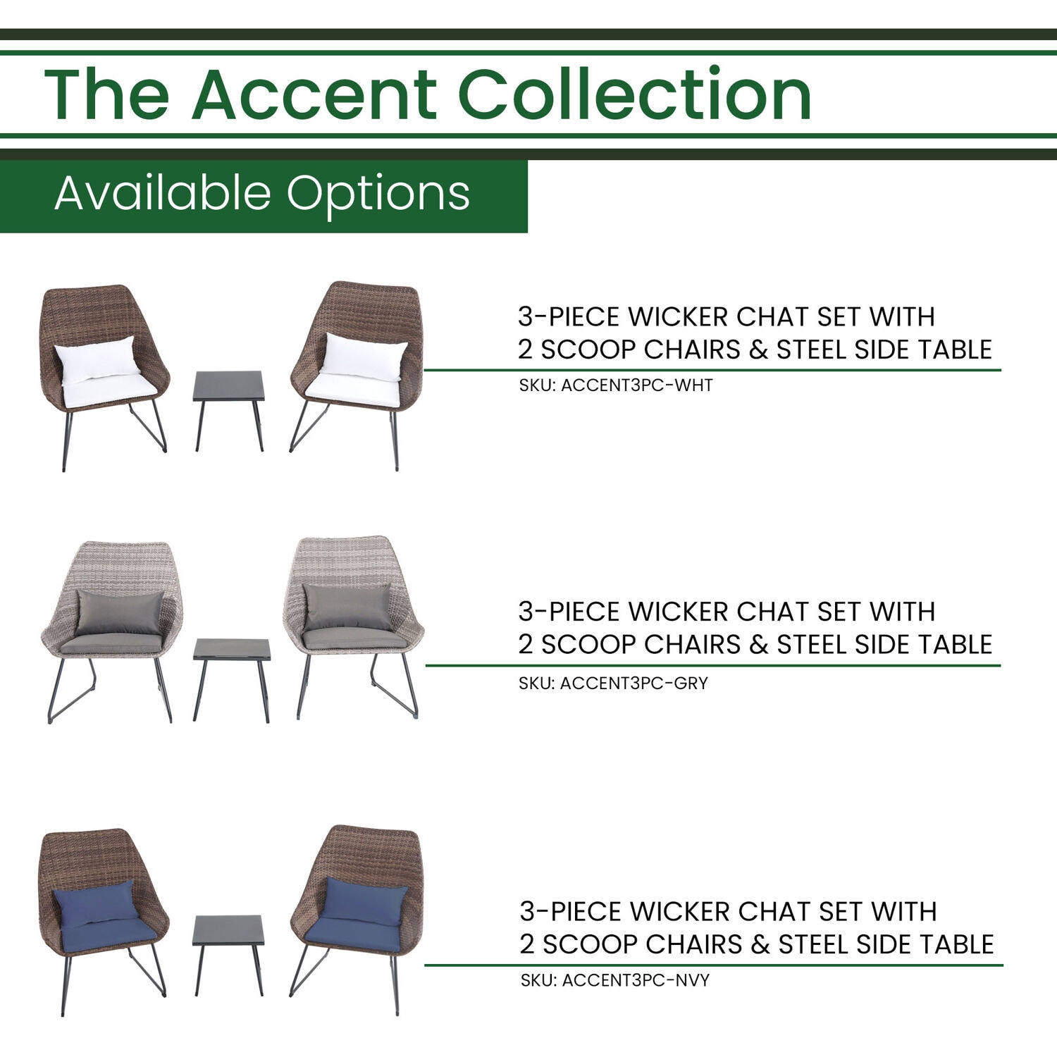 Hanover ACCENT3PC-WHT Patio-Conversation-Sets - View #4