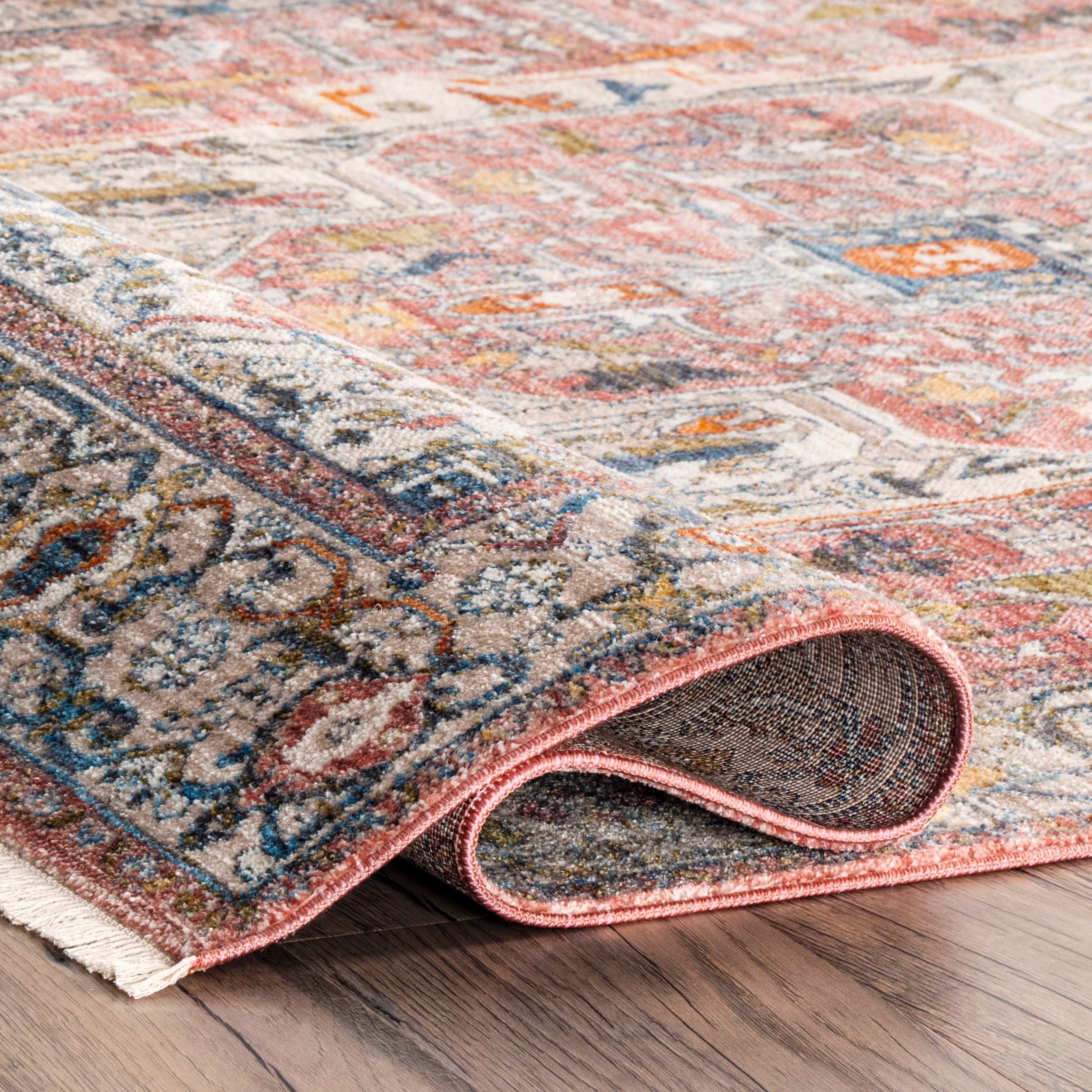 Harriet 2' x 3' Orange Synthetic Medallion Fringe Rug