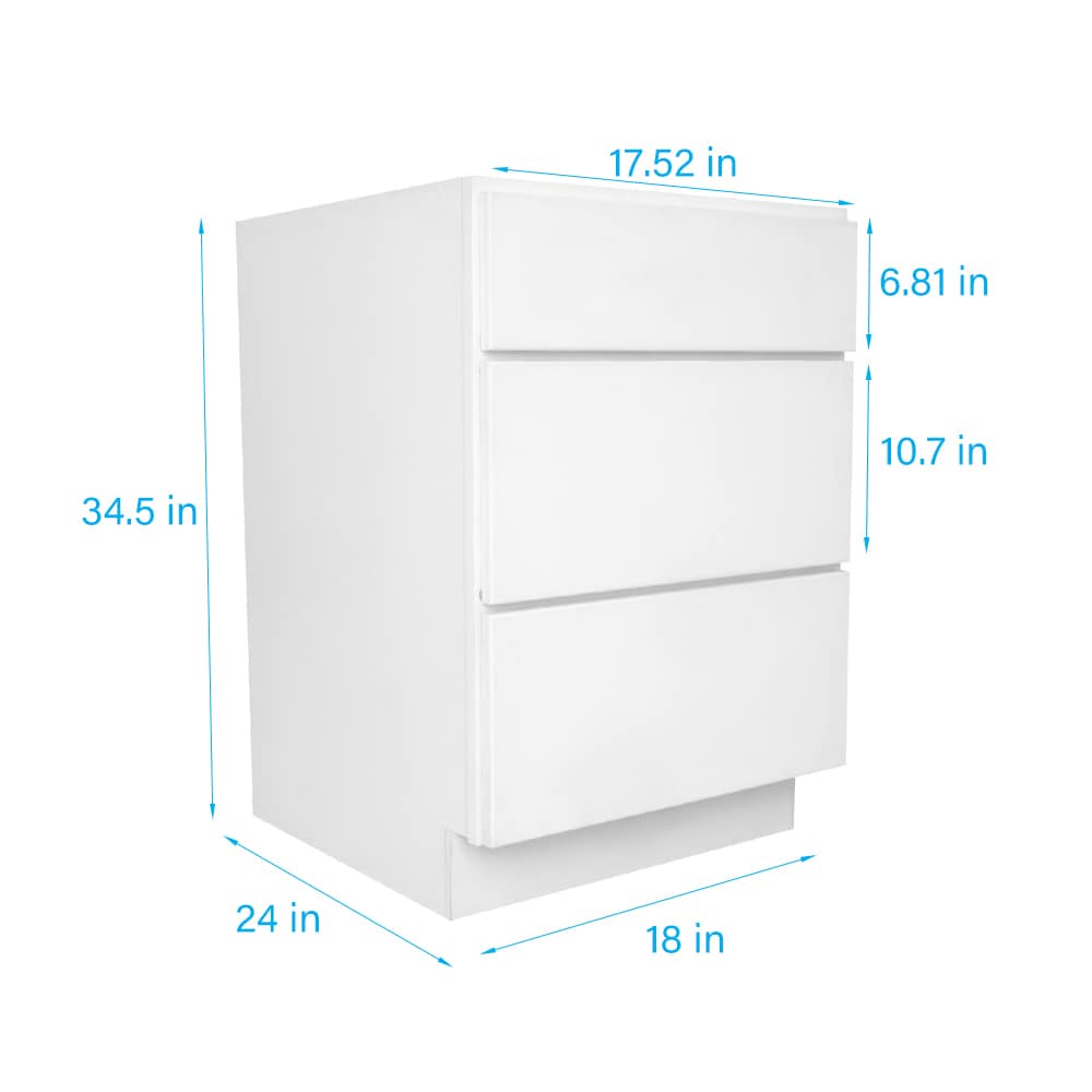 RELIABILT Fairplay 24-in W x 34.5-in H x 24-in D White 3-Drawers Base Ready To Assemble Plywood Cabinet (Flat Panel Style)