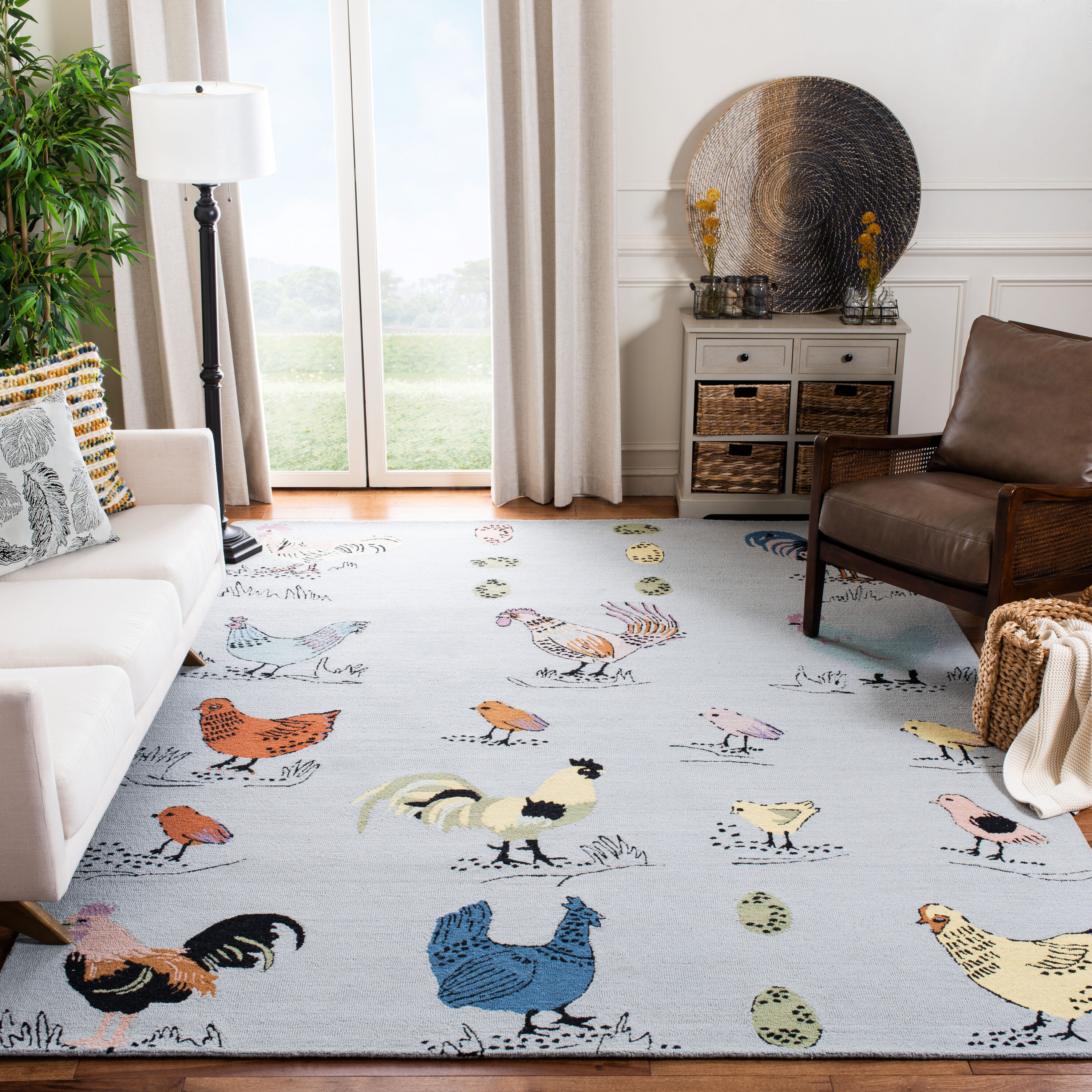  Novelty 322 Blue/Yellow Novelty 9ft x 12ft Large Rectangle Rug